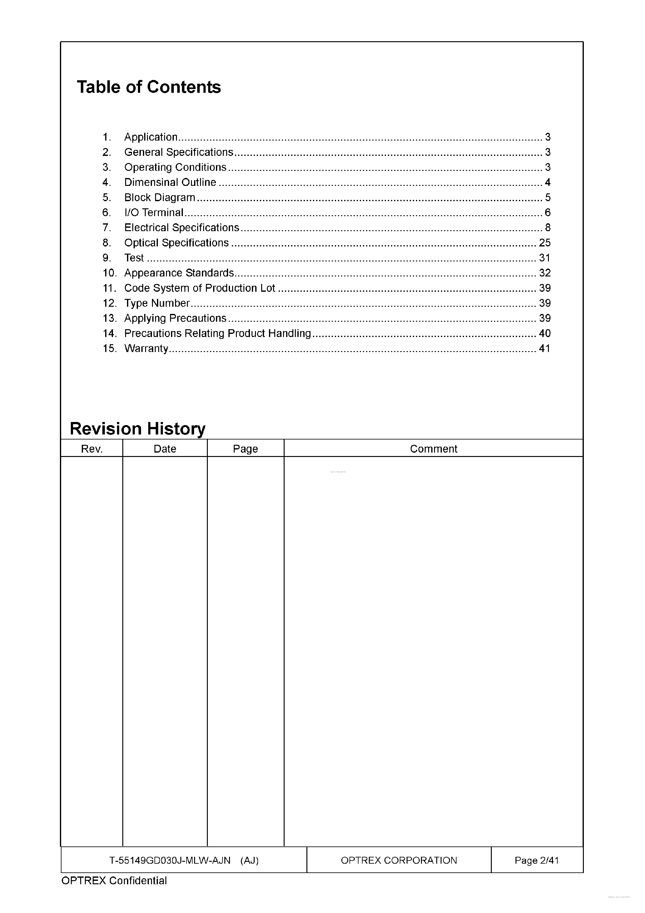 Datasheet T-55149GD030J-MLW-AJN page 2 Datasheet T-55149GD030J-MLW-AJN - page 2