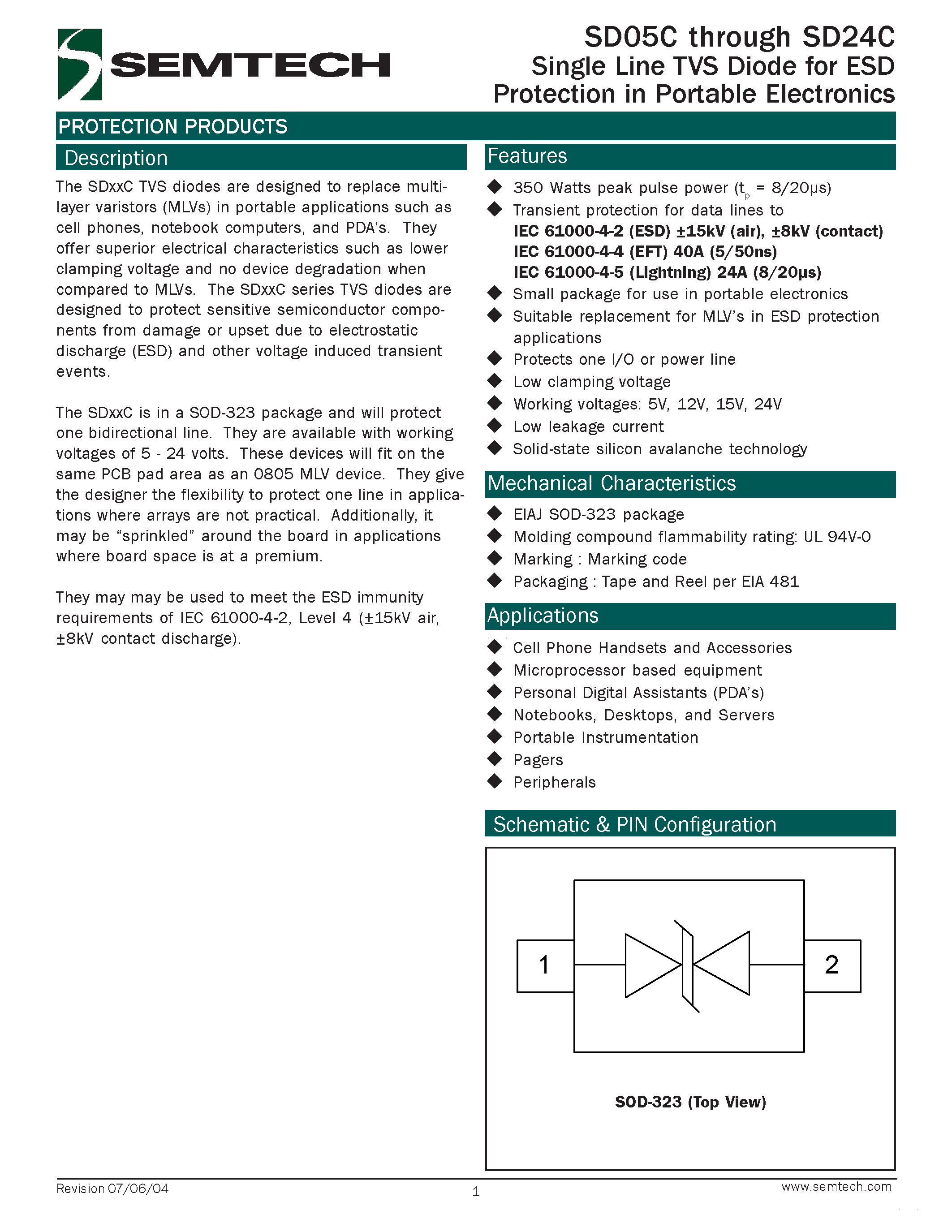 Datasheet SD24C page 1 Datasheet SD24C - page 1