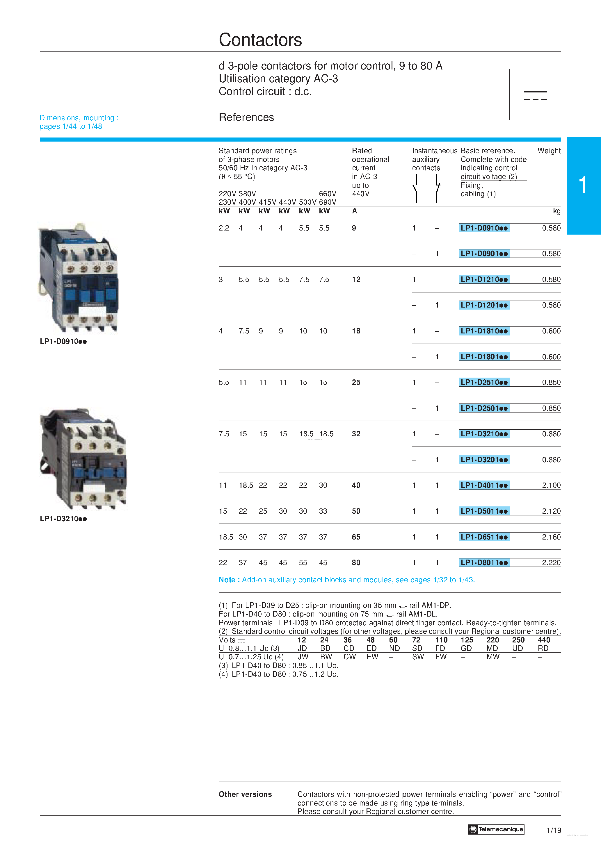 Datasheet LC2-D0901xx page 2 Datasheet LC2-D0901xx - Contactors page 2