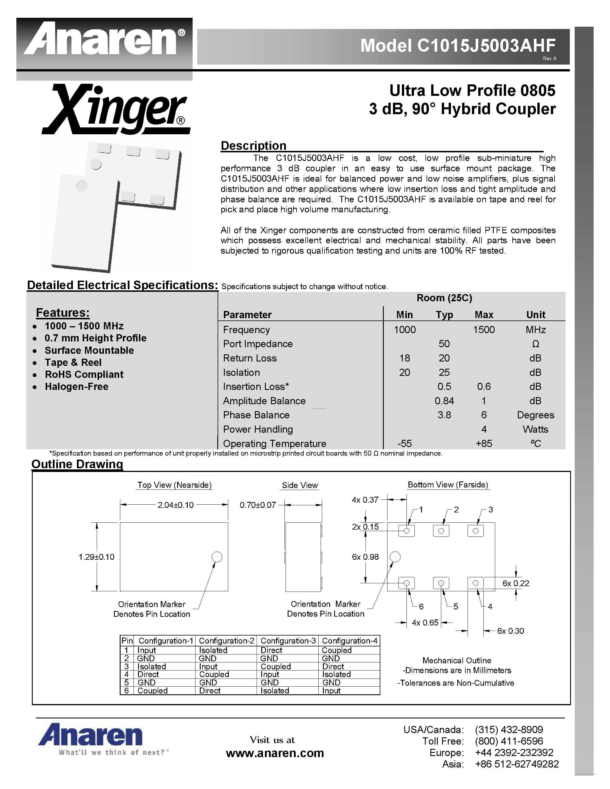 Datasheet C1015J5003AHF page 1 Datasheet C1015J5003AHF - page 1
