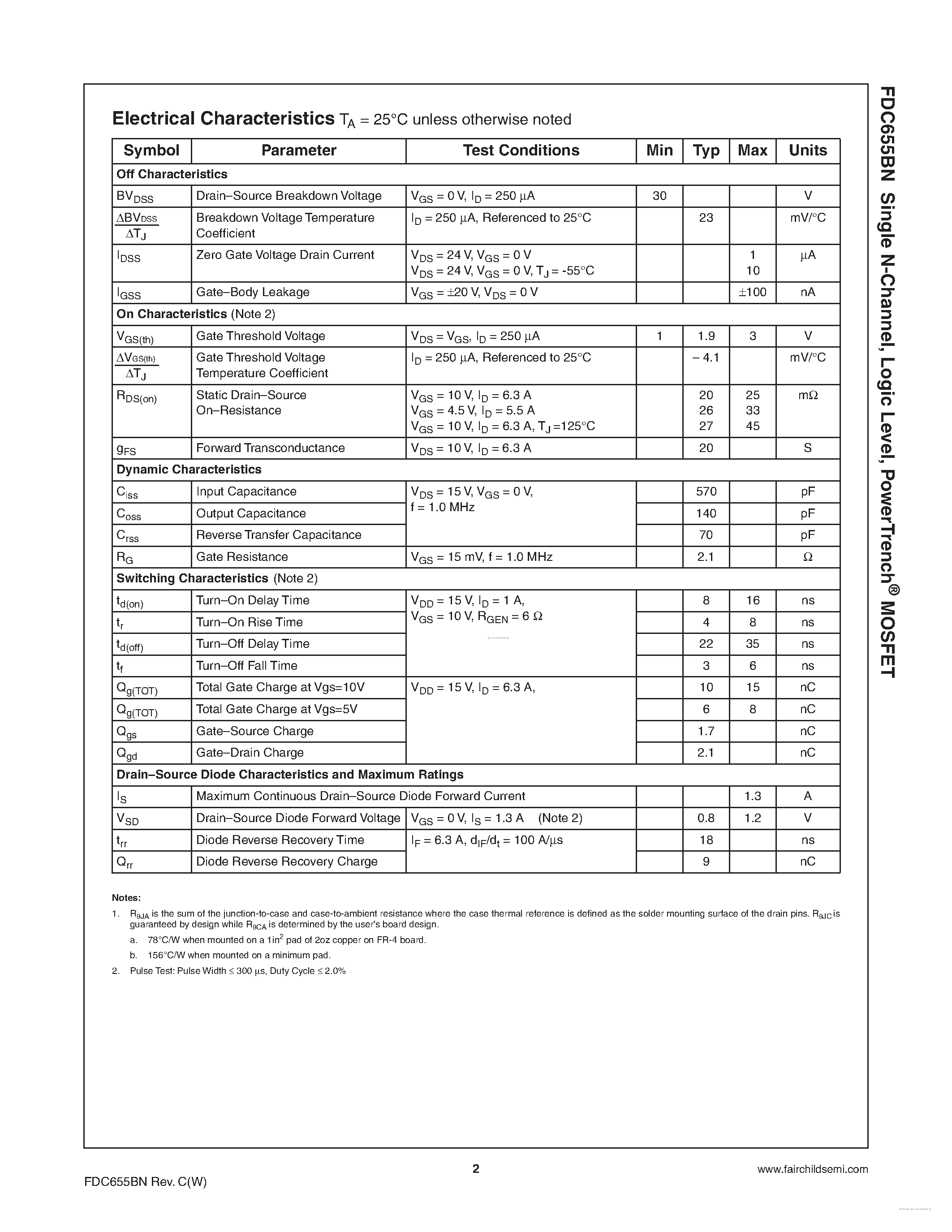 Datasheet FDC655BN page 2 Datasheet FDC655BN - page 2