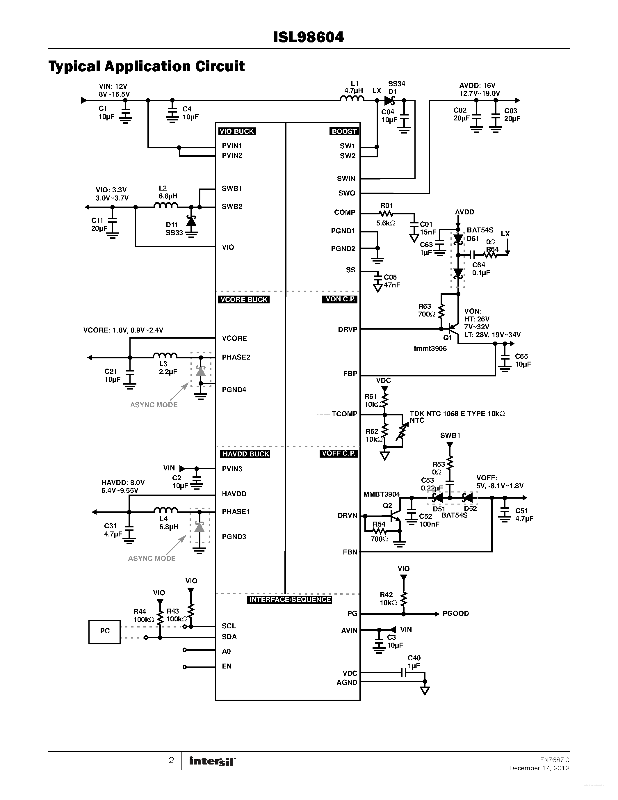 Datasheet ISL98604 - page 2