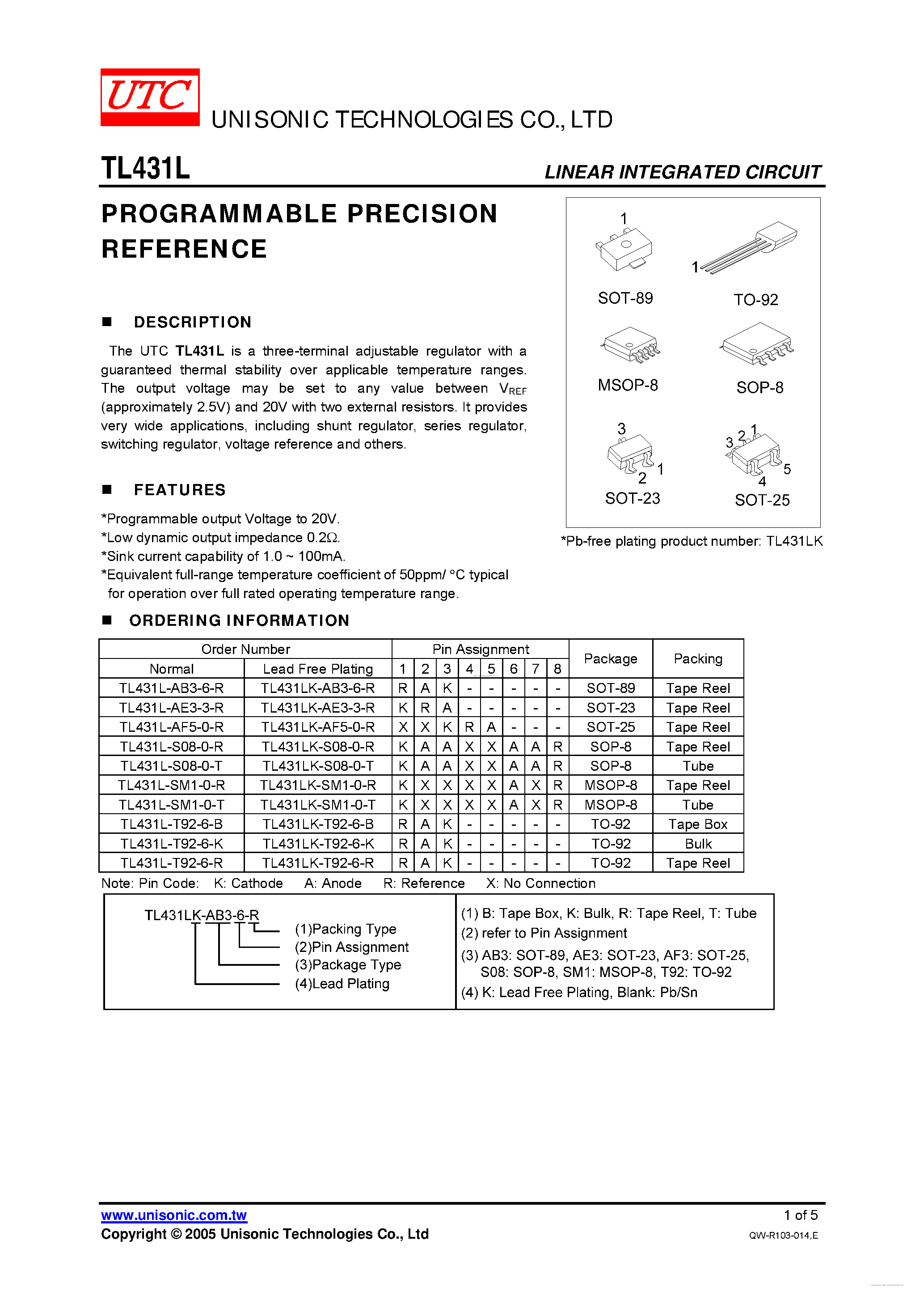 Даташит TL431L - страница 1