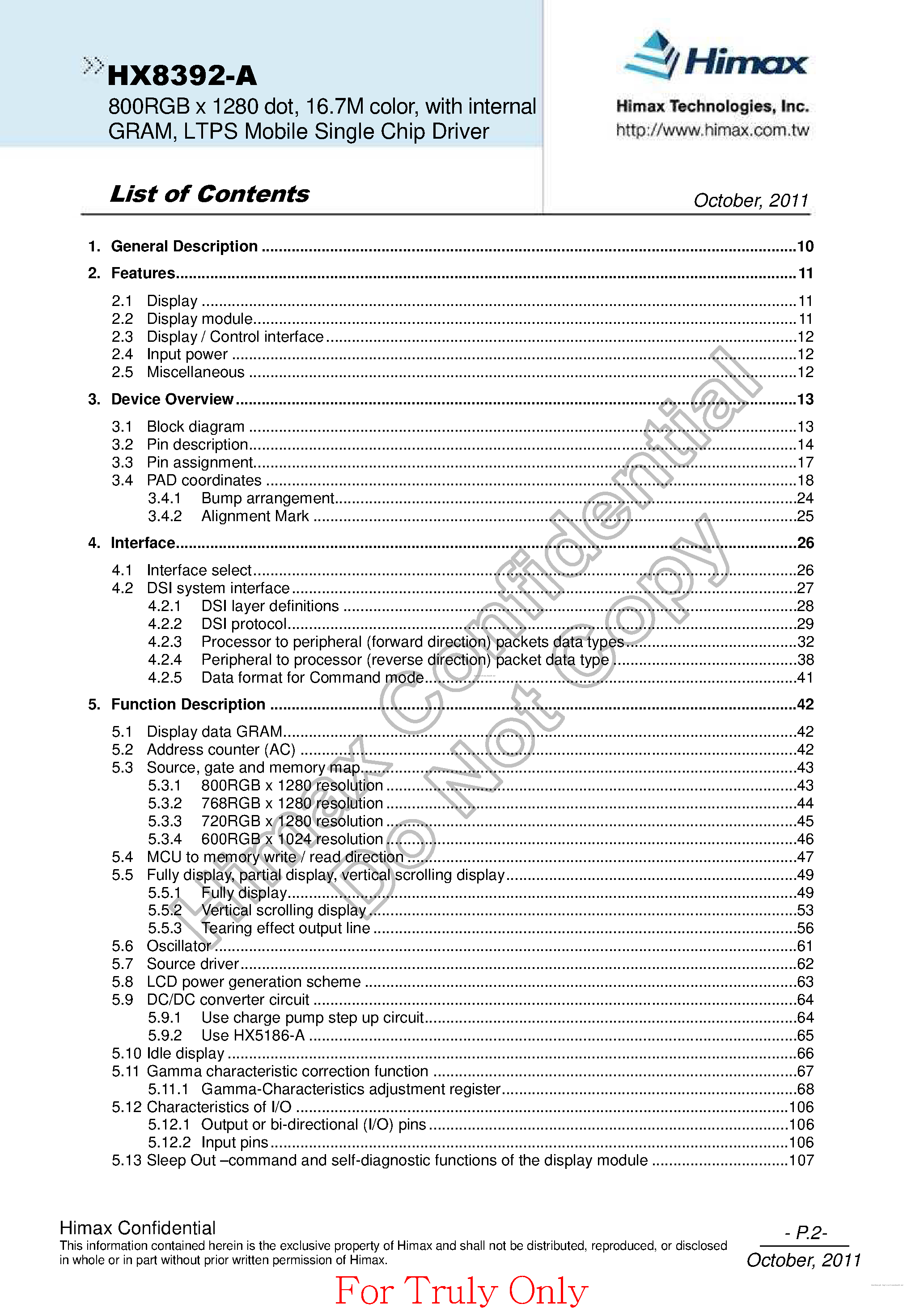 Datasheet HX8392-A - page 2