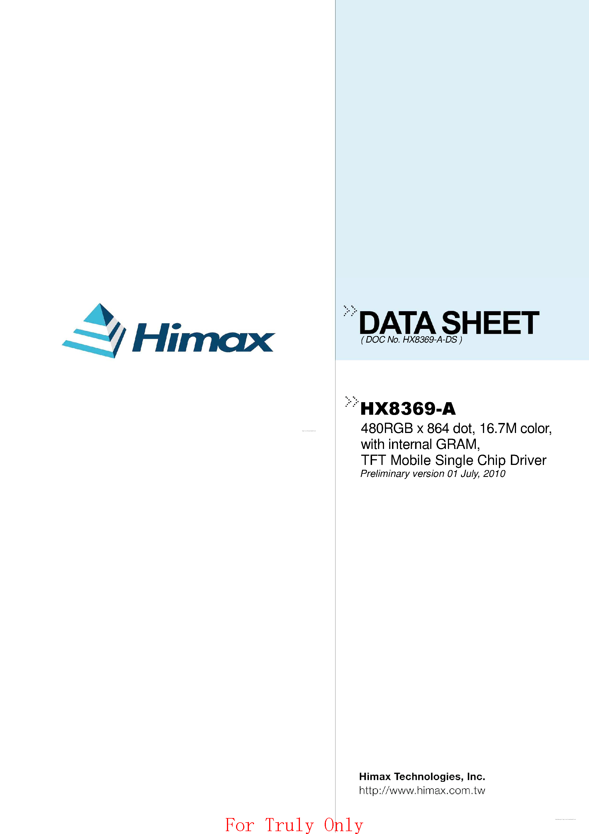 Datasheet HX8369-A - page 1