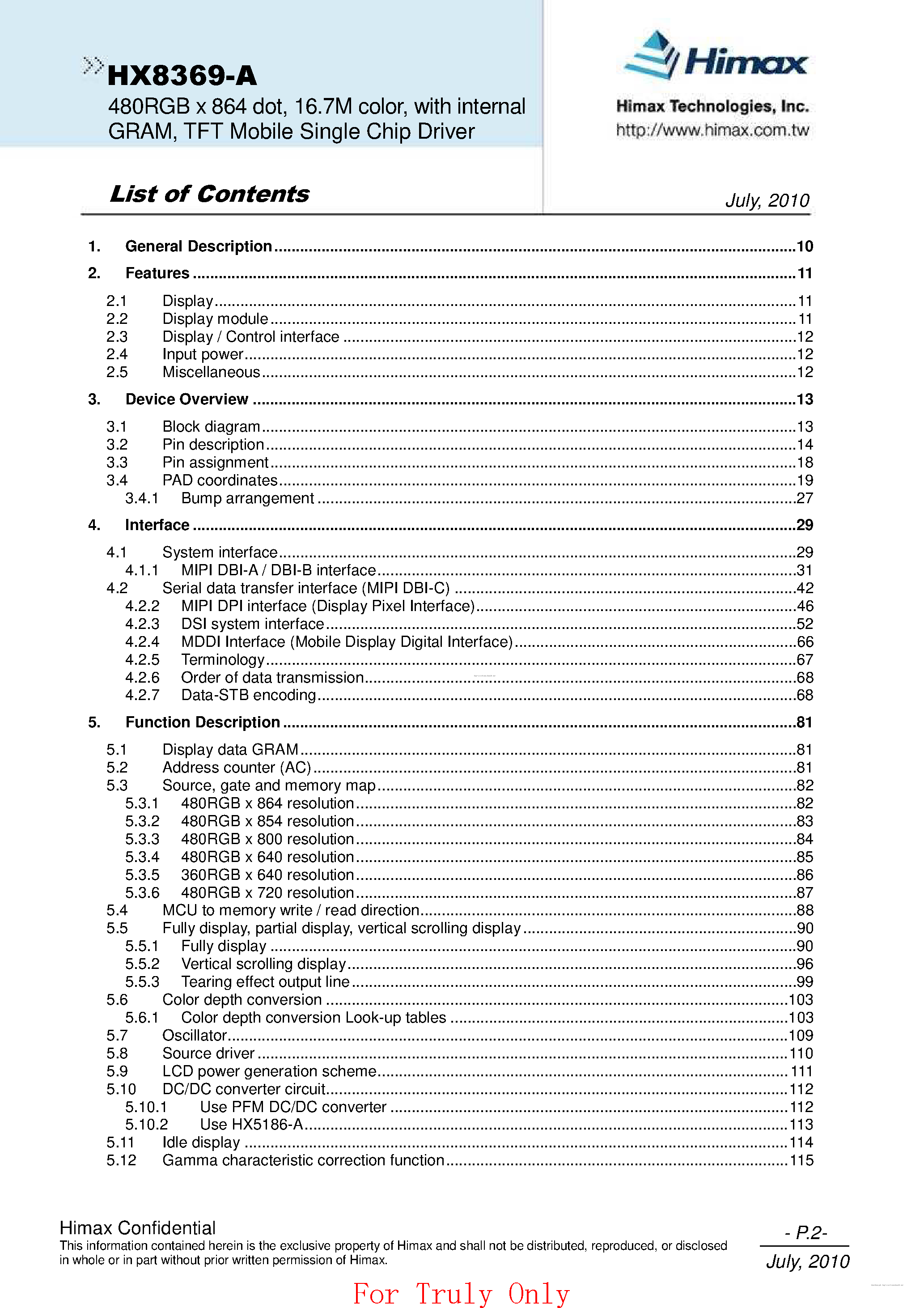 Datasheet HX8369-A - page 2