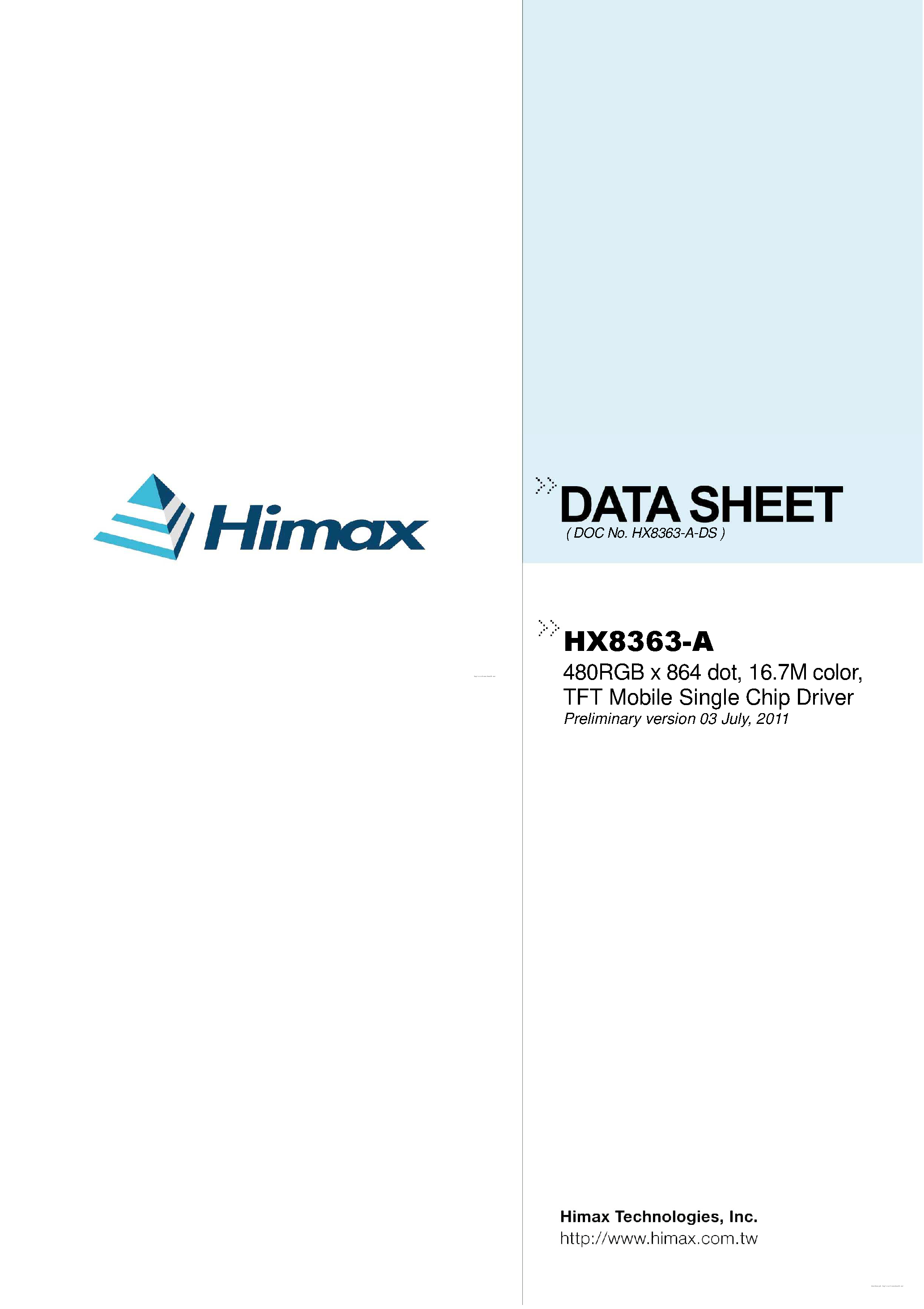 Datasheet HX8363-A - page 1