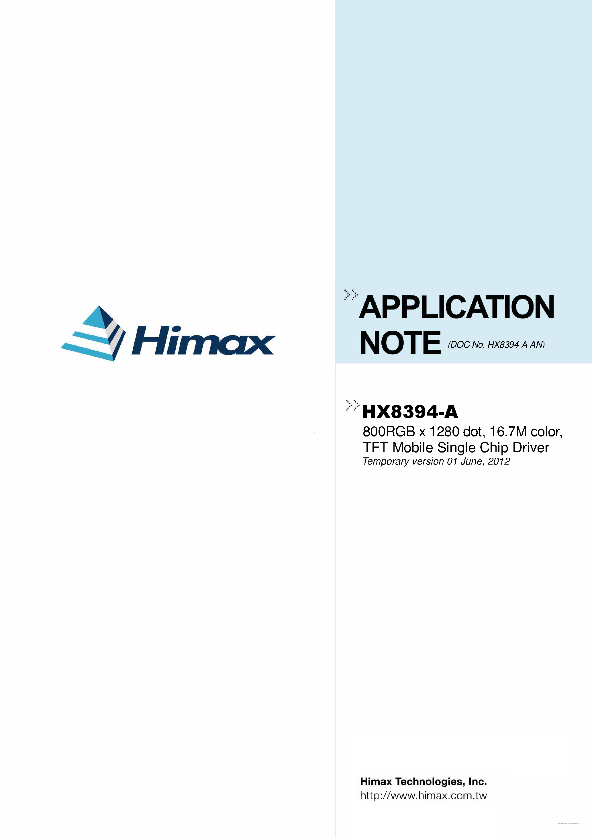 Datasheet HX8394-A - page 1
