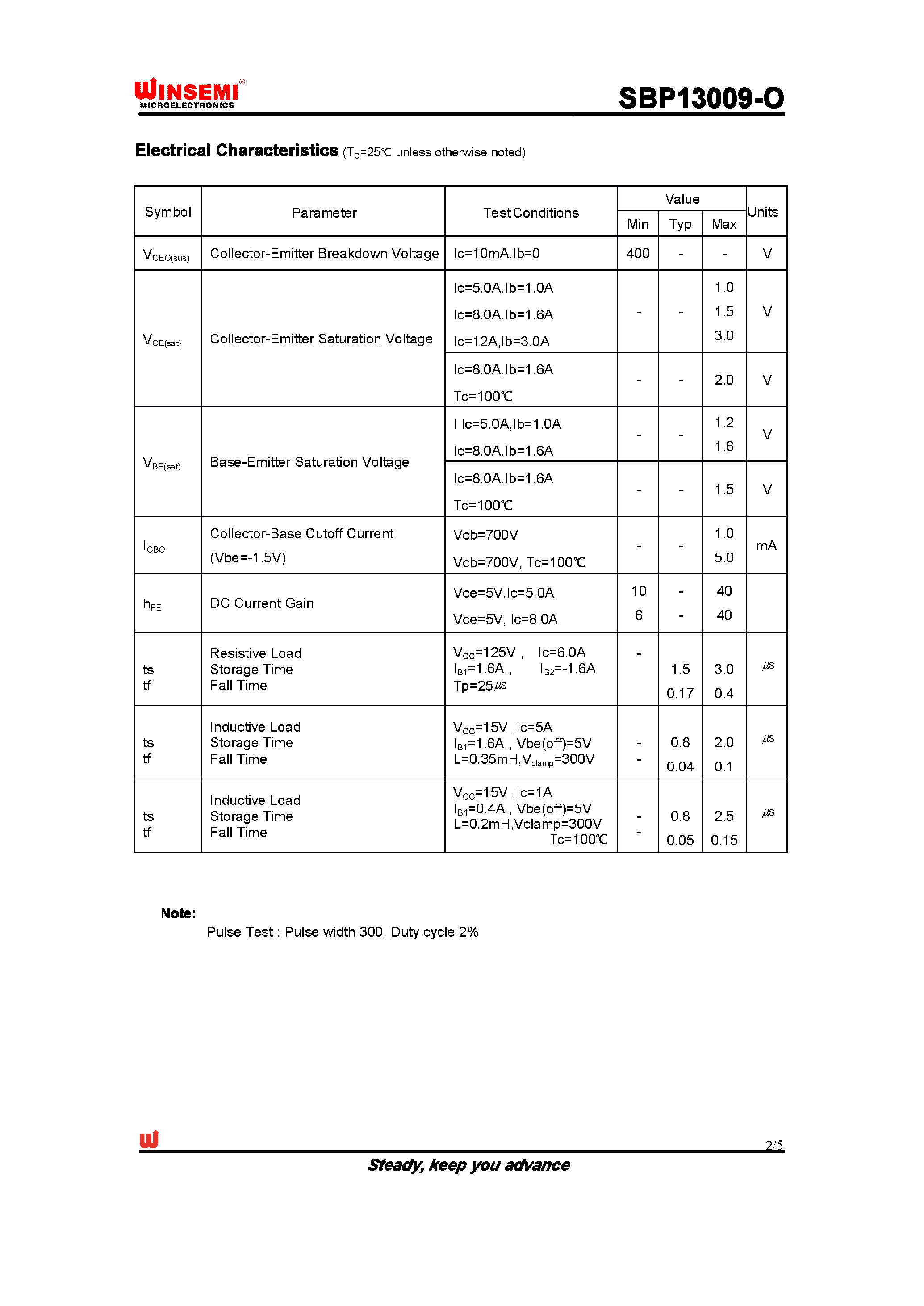 Datasheet SBP13009-O - page 2