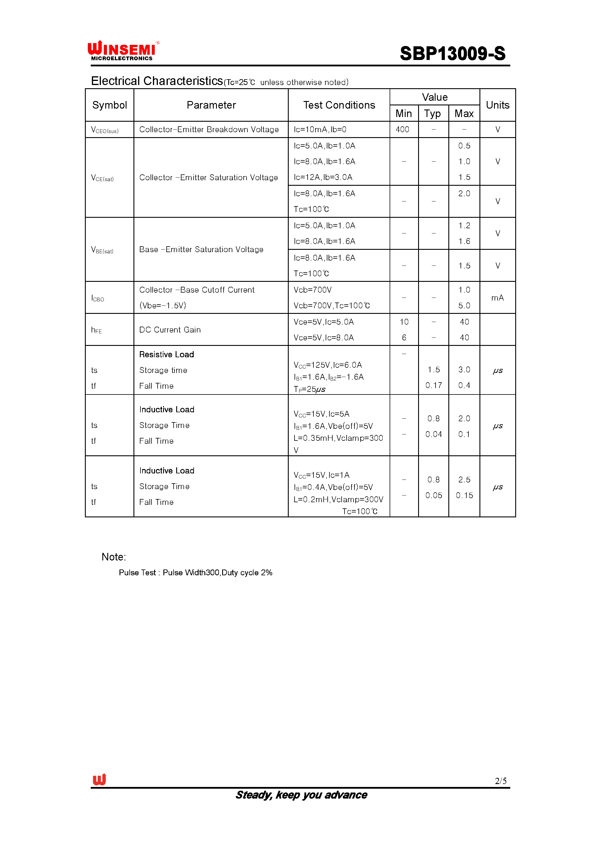 Datasheet SBP13009-S - page 2
