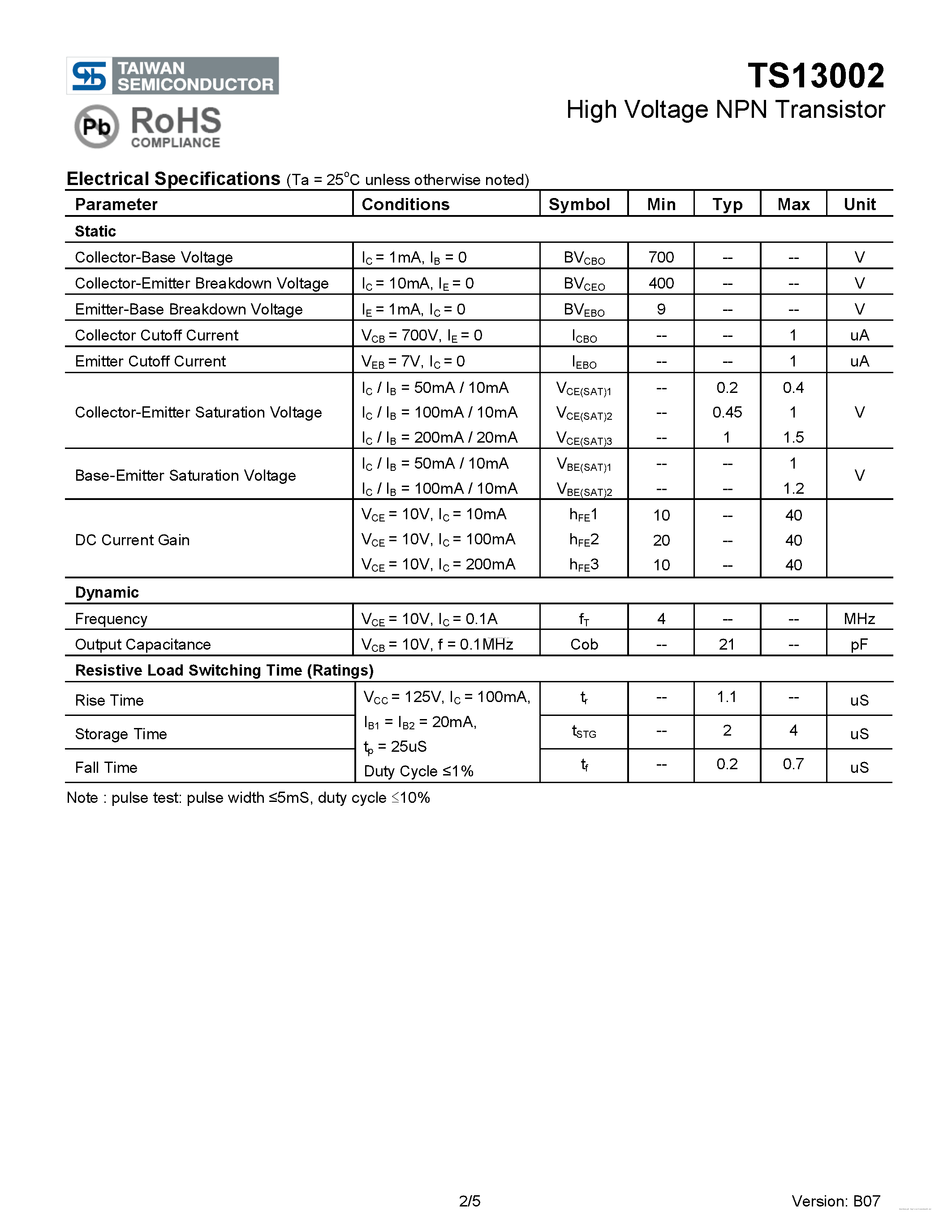 Даташит на микросхему TS13002 страница 2 Даташит TS13002 - страница 2