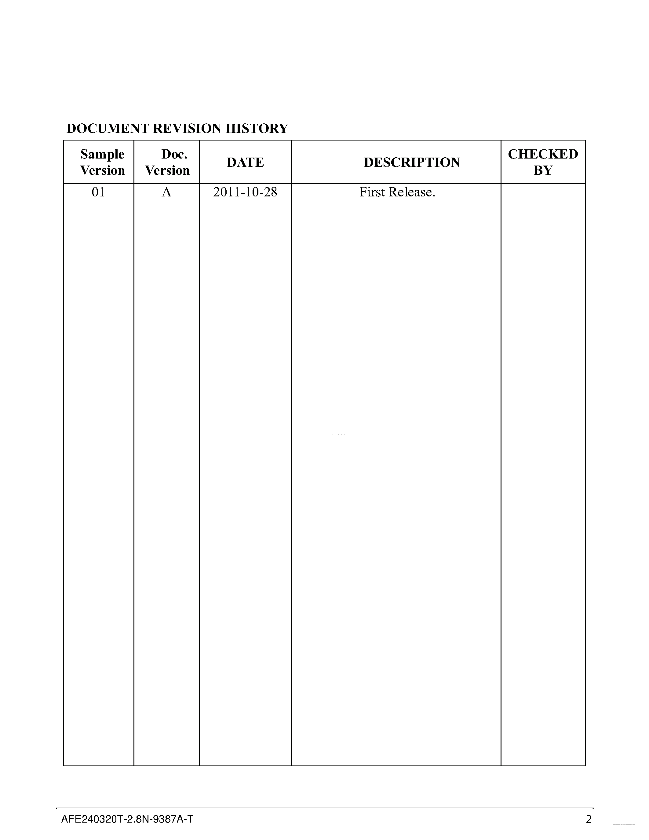 Datasheet AFE240320T-2.8N-9387A-T - page 2
