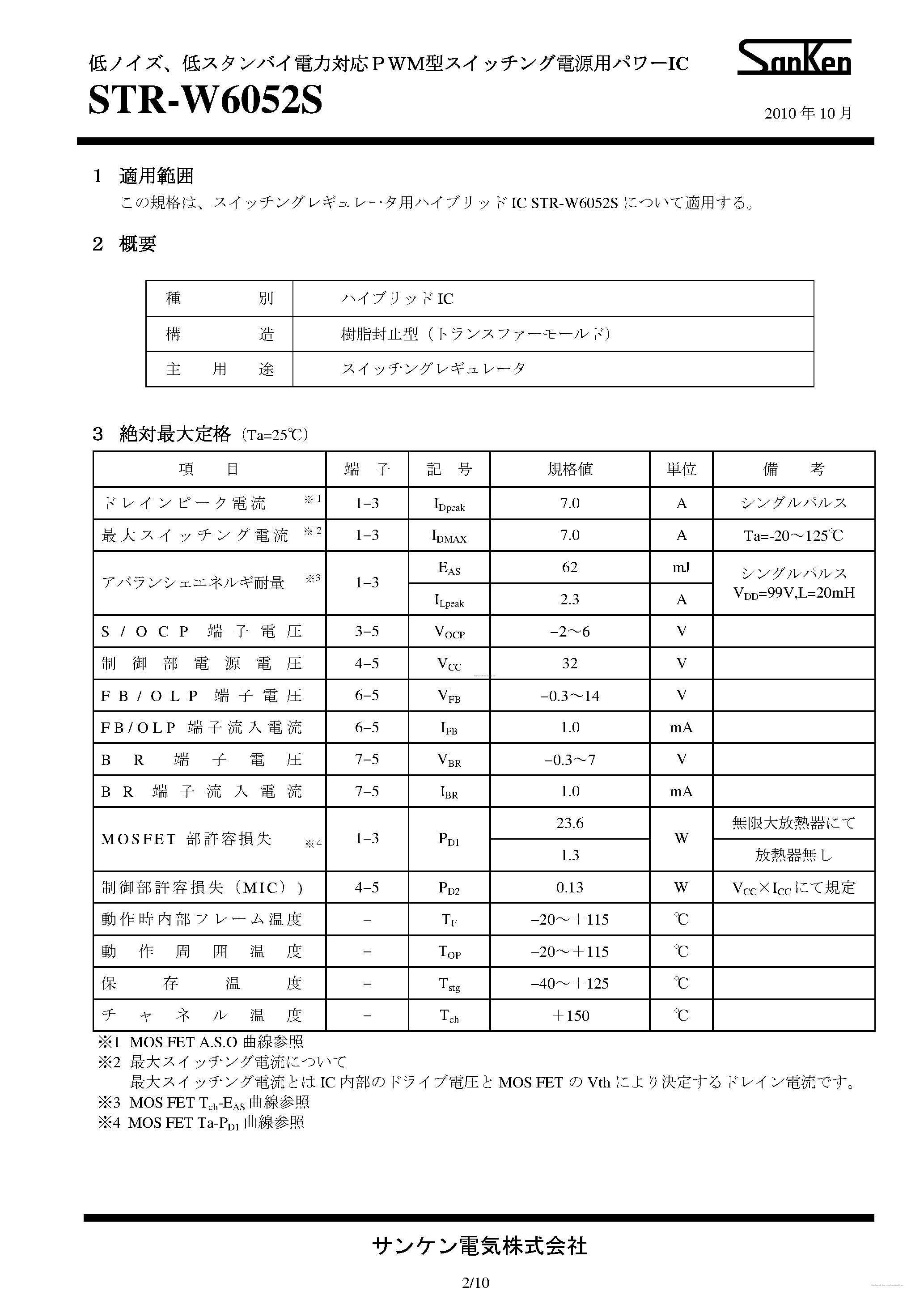 Даташит на микросхему STR-W6052S страница 2 Даташит STR-W6052S - страница 2