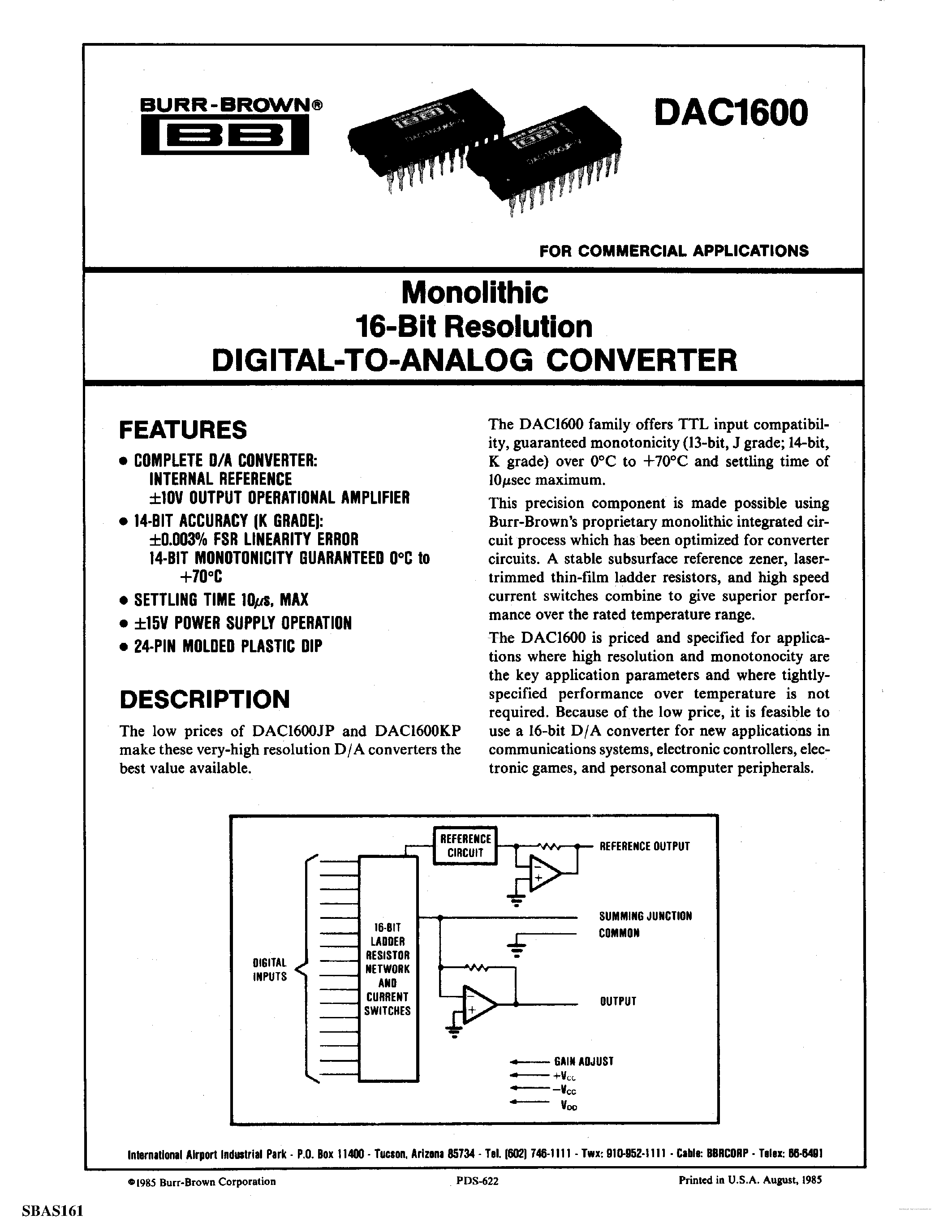 Datasheet DAC1600 - page 1