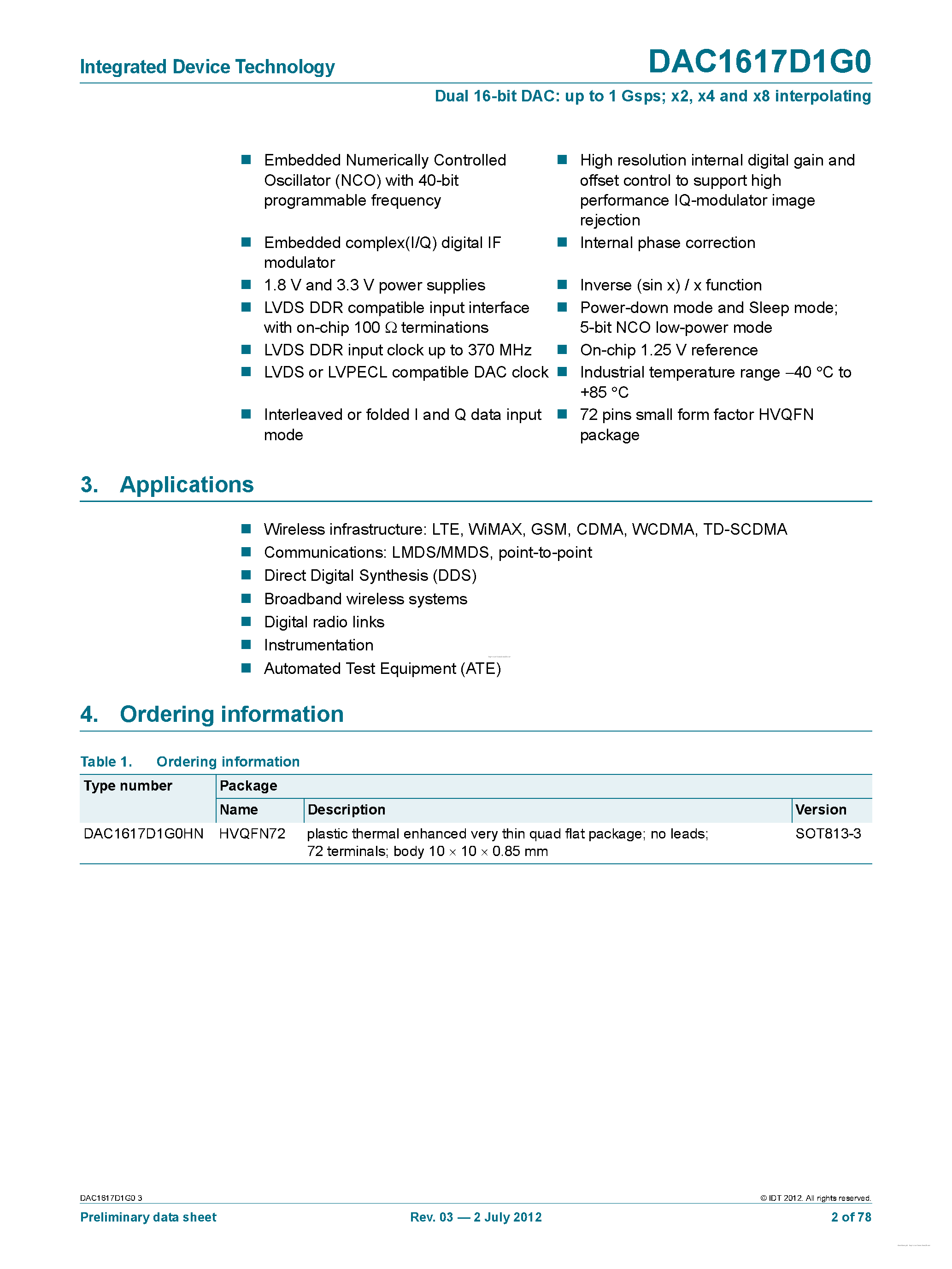 Datasheet DAC1617D1G0 - page 2