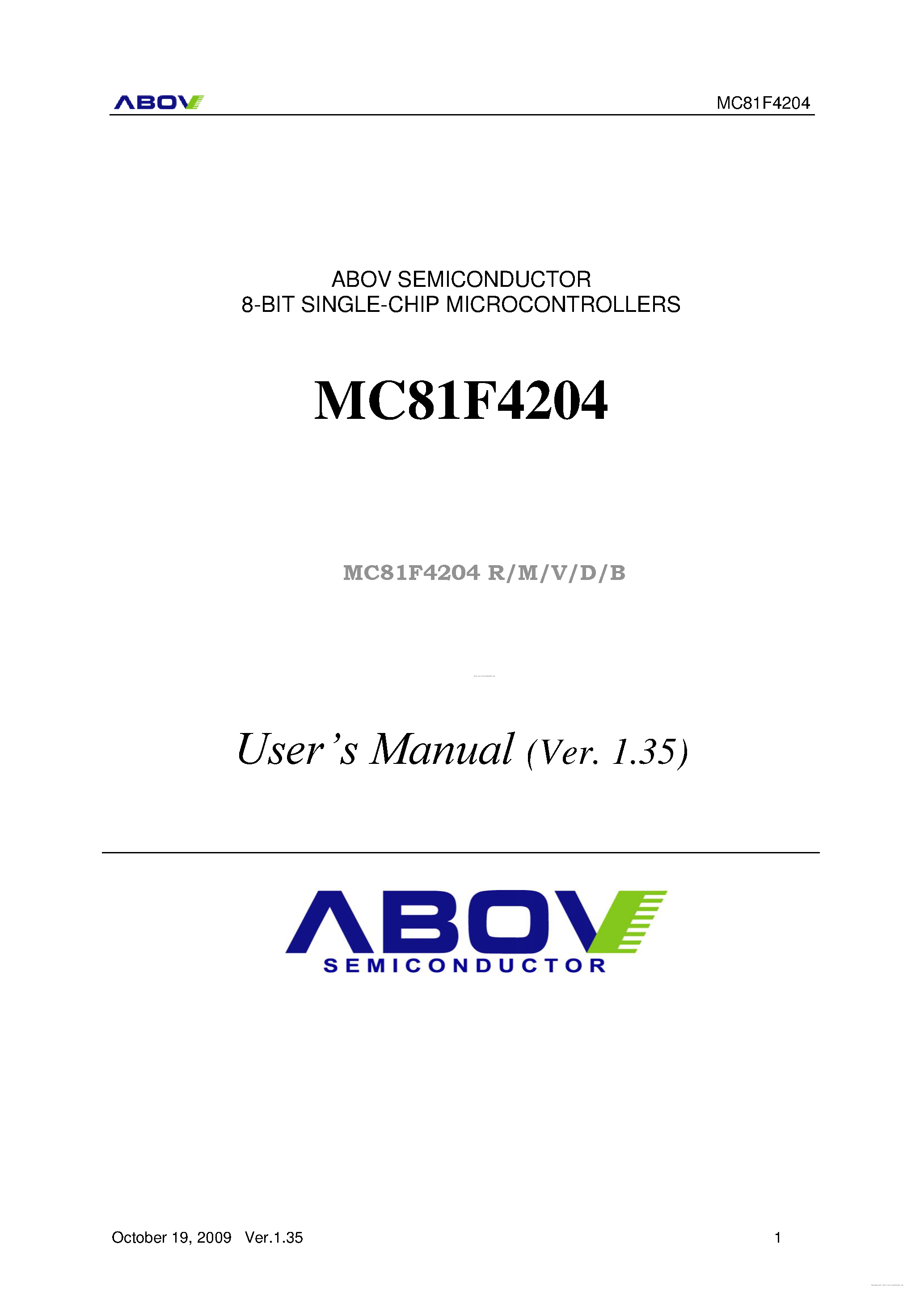 Datasheet MC81F4204 - page 1