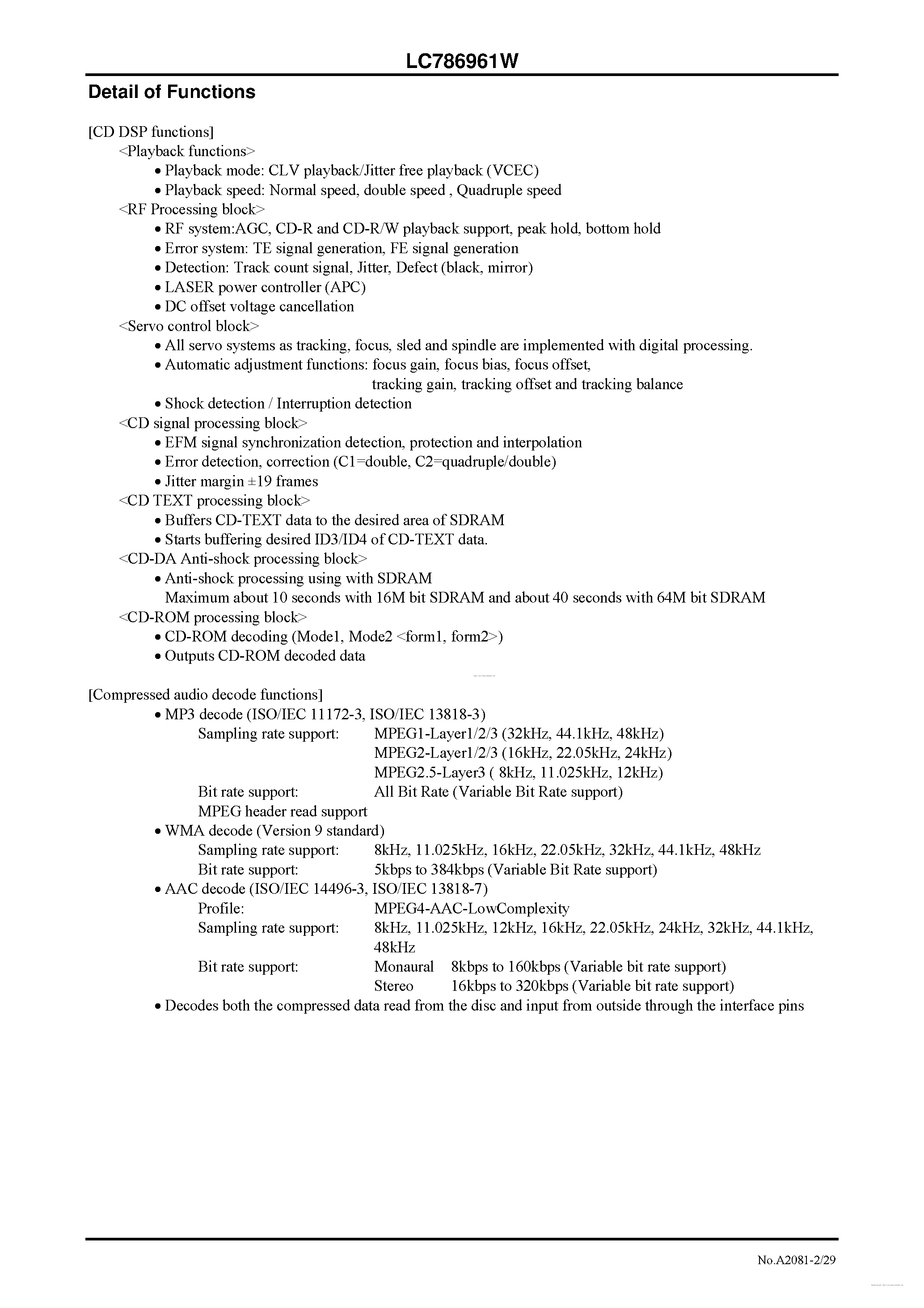 Даташит на микросхему LC786961W страница 2 Даташит LC786961W - страница 2