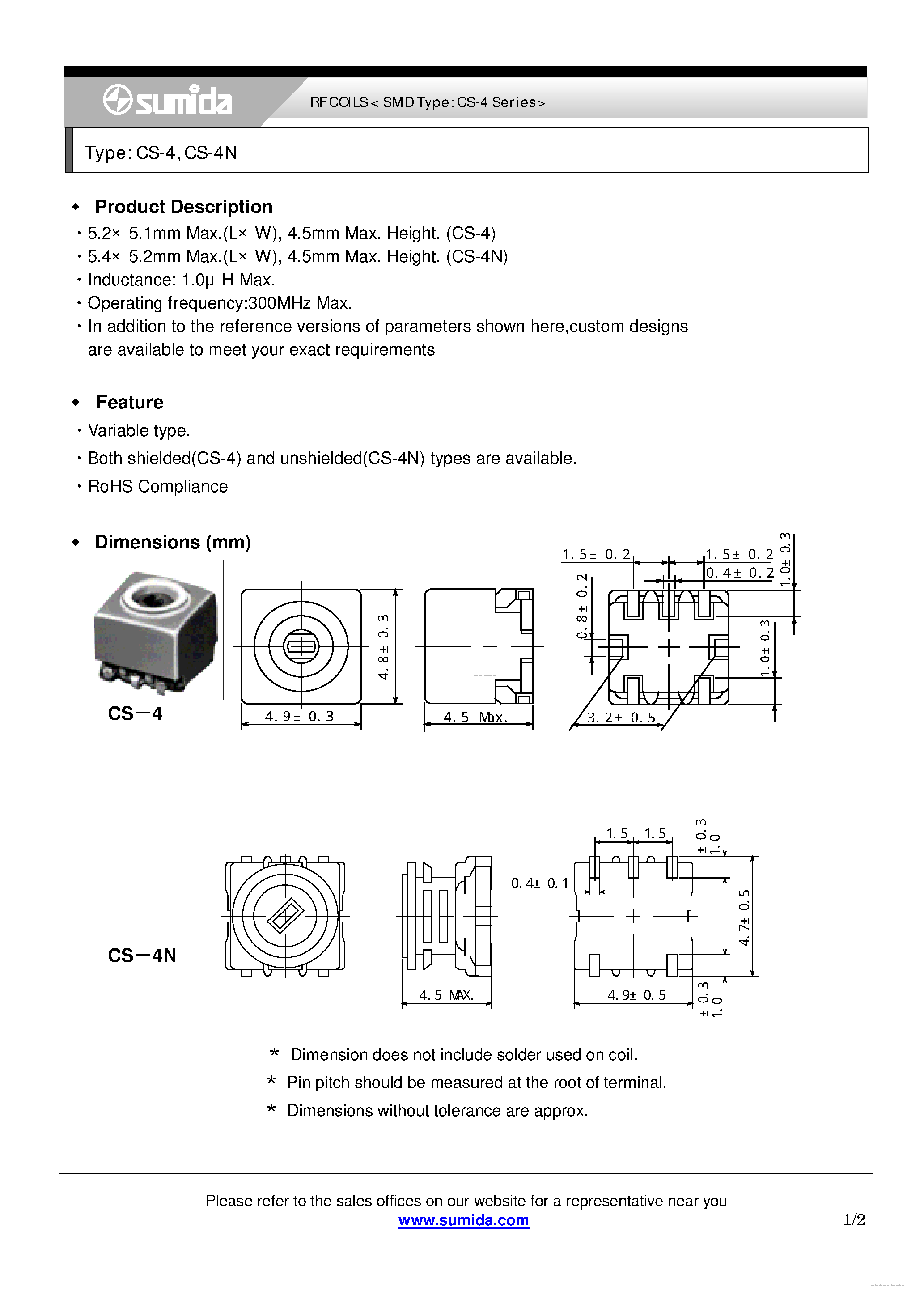 Datasheet CS-4 - page 1