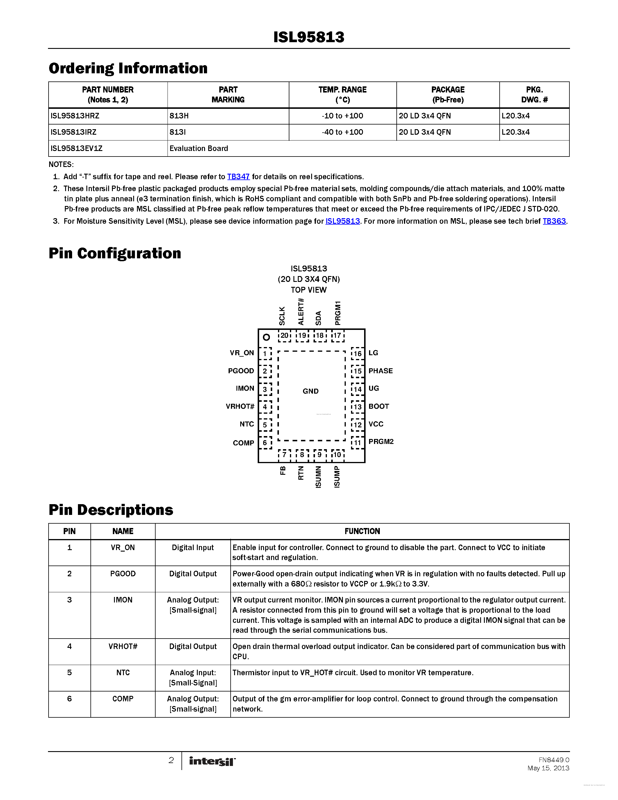 Datasheet ISL95813 - page 2