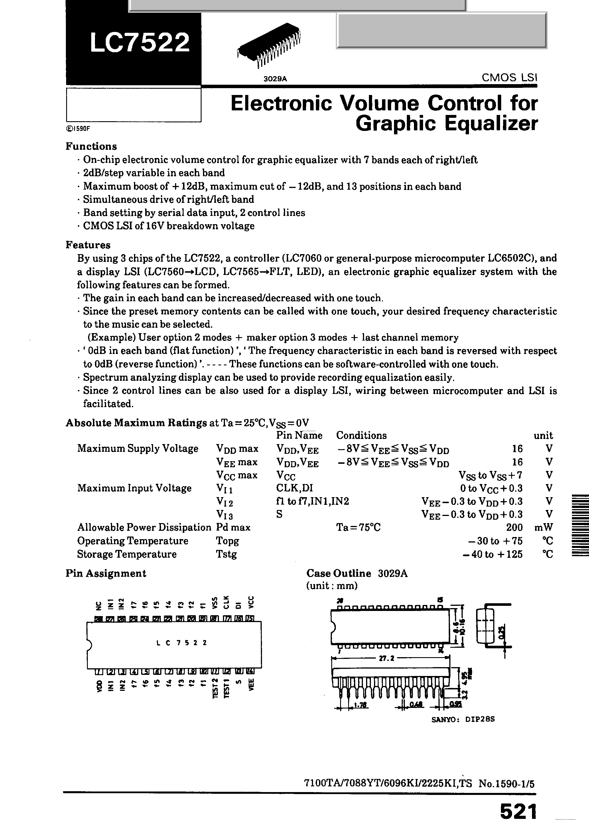 Datasheet LC7522 - page 1