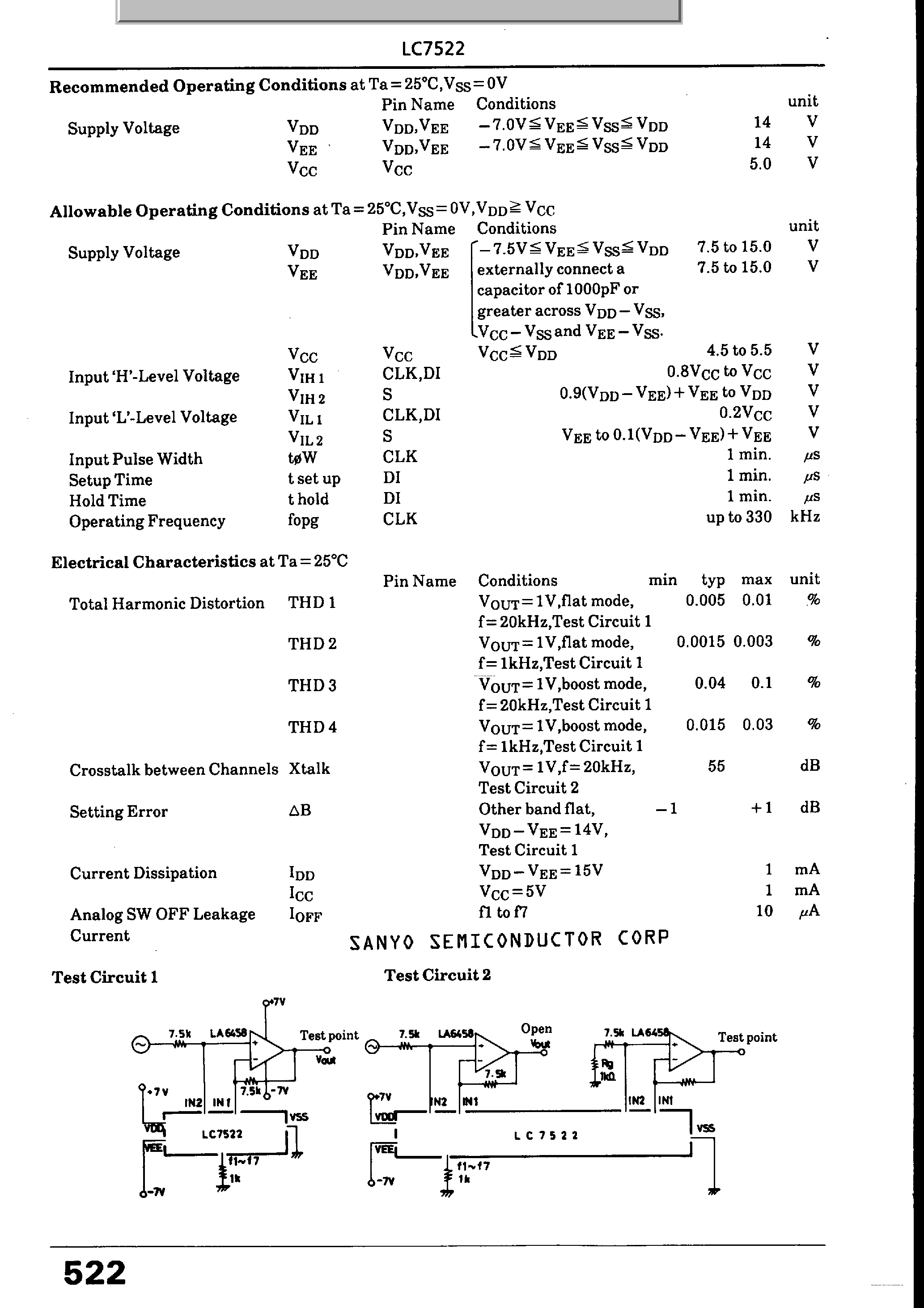 Datasheet LC7522 - page 2