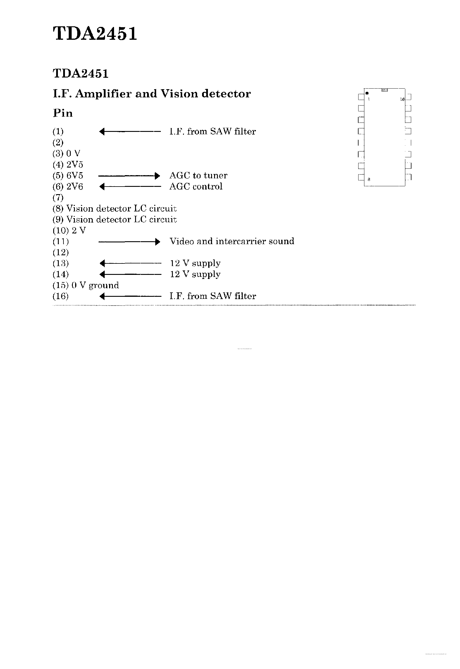 Datasheet TDA2451 page 1 Datasheet TDA2451 - page 1