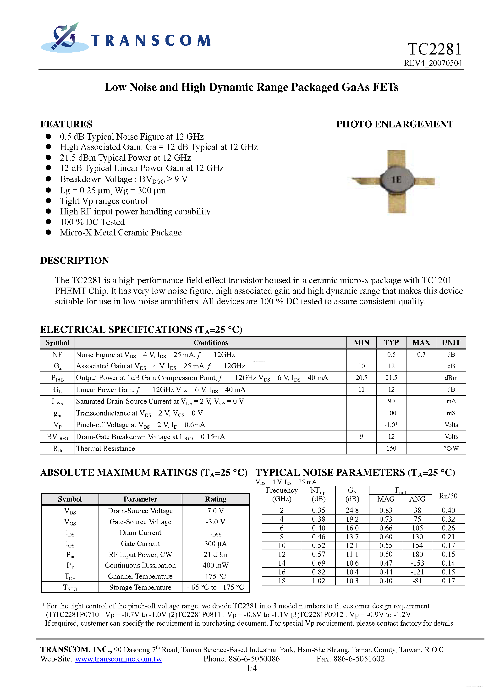 Datasheet TC2281 - page 1