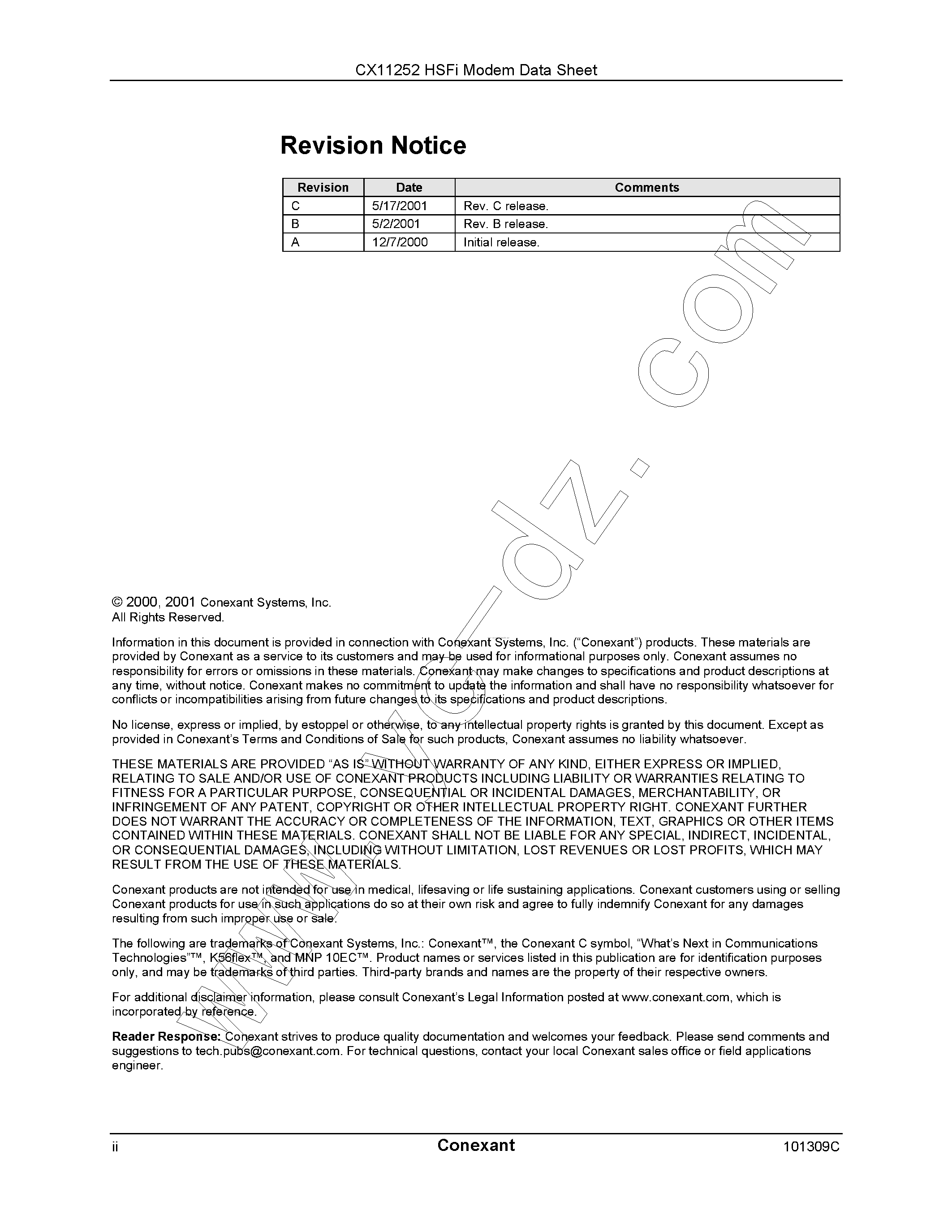 Datasheet CX11252 page 2 Datasheet CX11252 - page 2