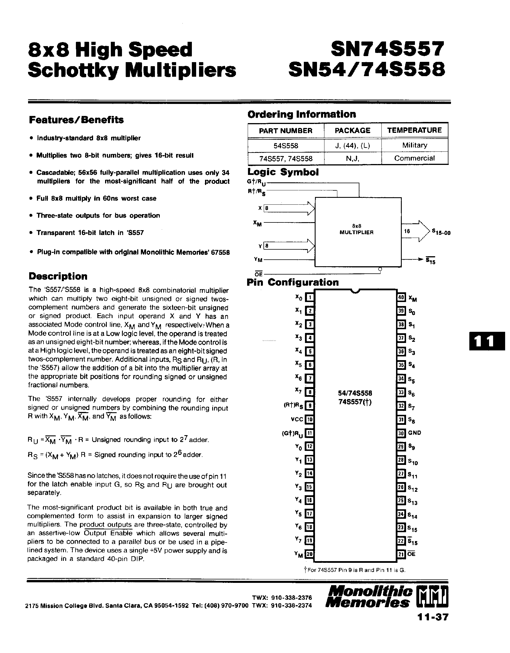 Datasheet SN74S557 page 1 Datasheet SN74S557 - page 1