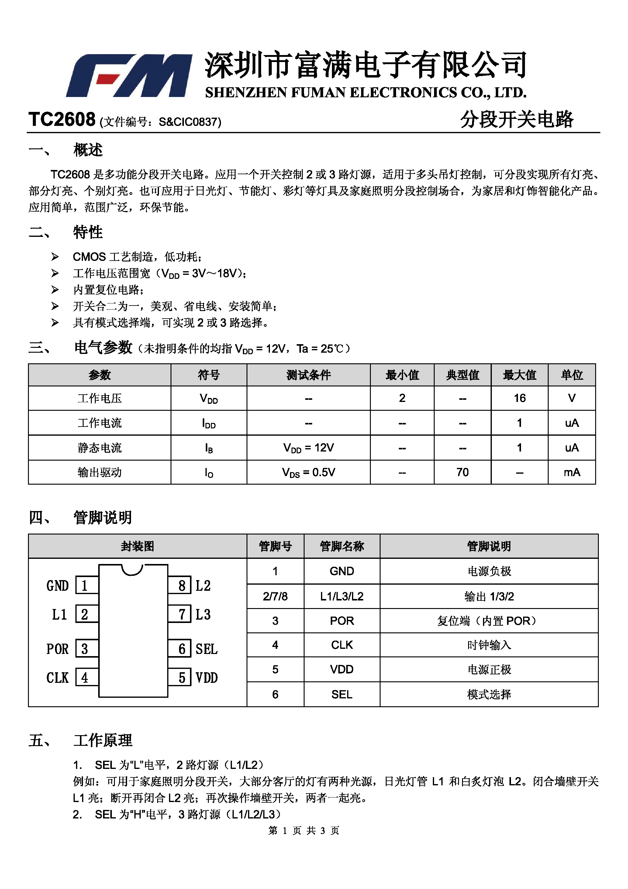 Datasheet TC2608 - page 1