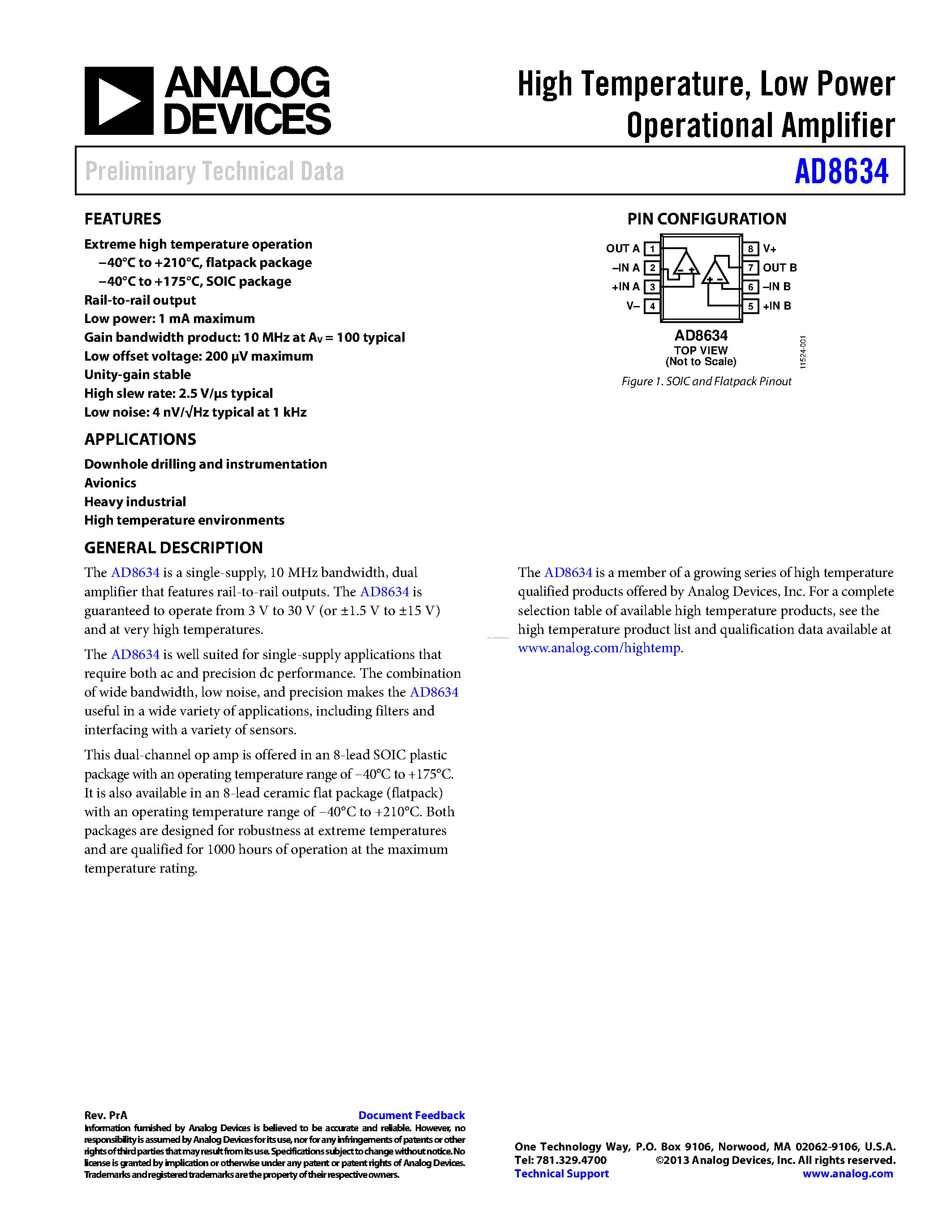 Datasheet AD8634 - page 1