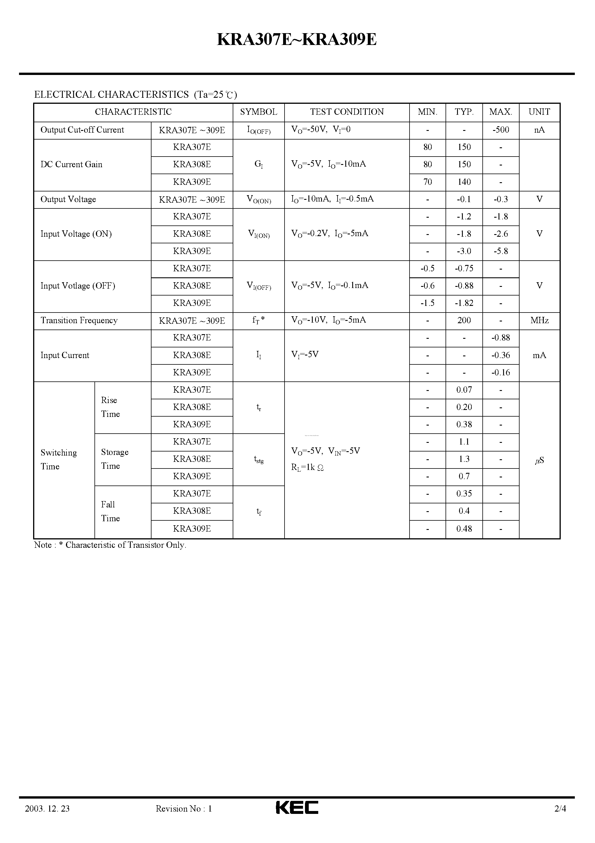 Datasheet KRA307E - page 2