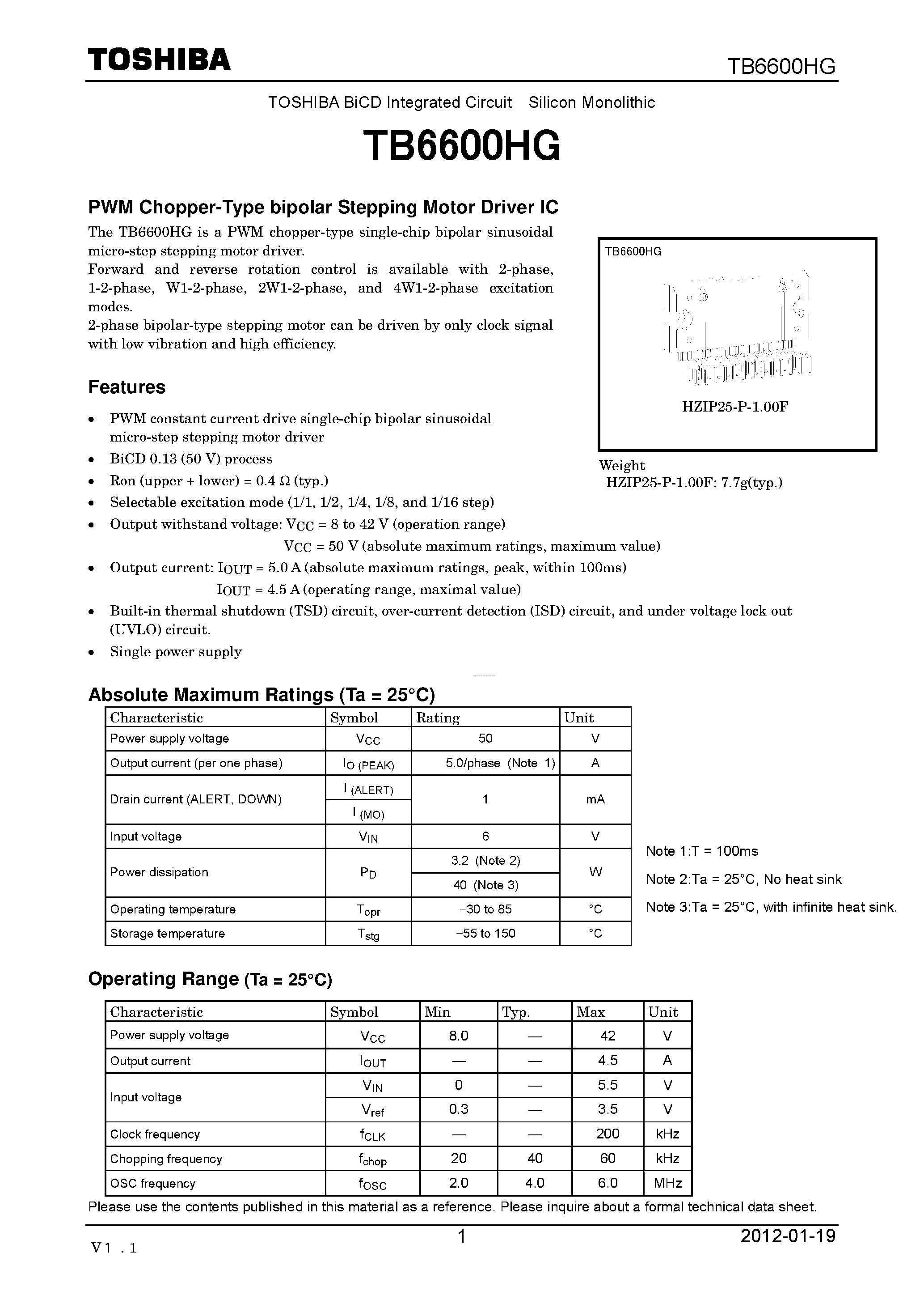 Даташит TB6600HG - страница 1