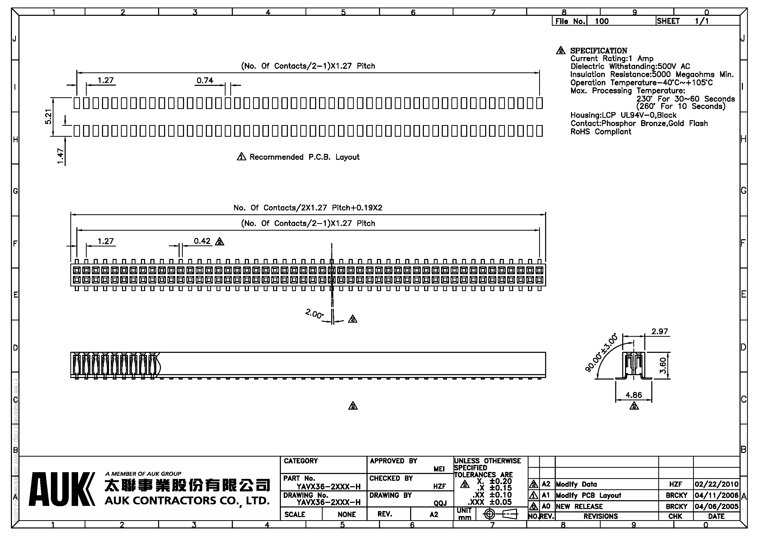 Datasheet YAVX36-2XXX-H - page 1