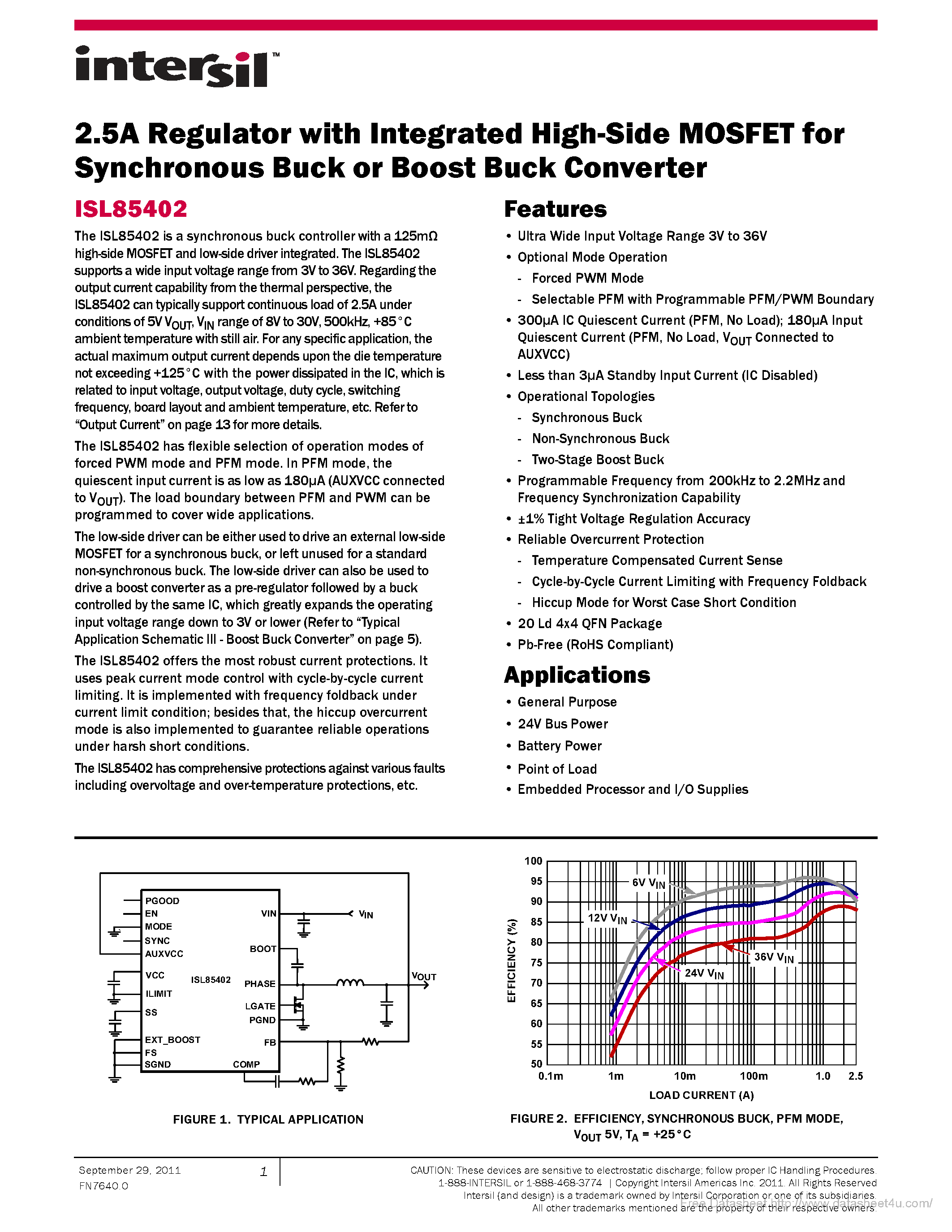 Datasheet ISL85402 - page 1