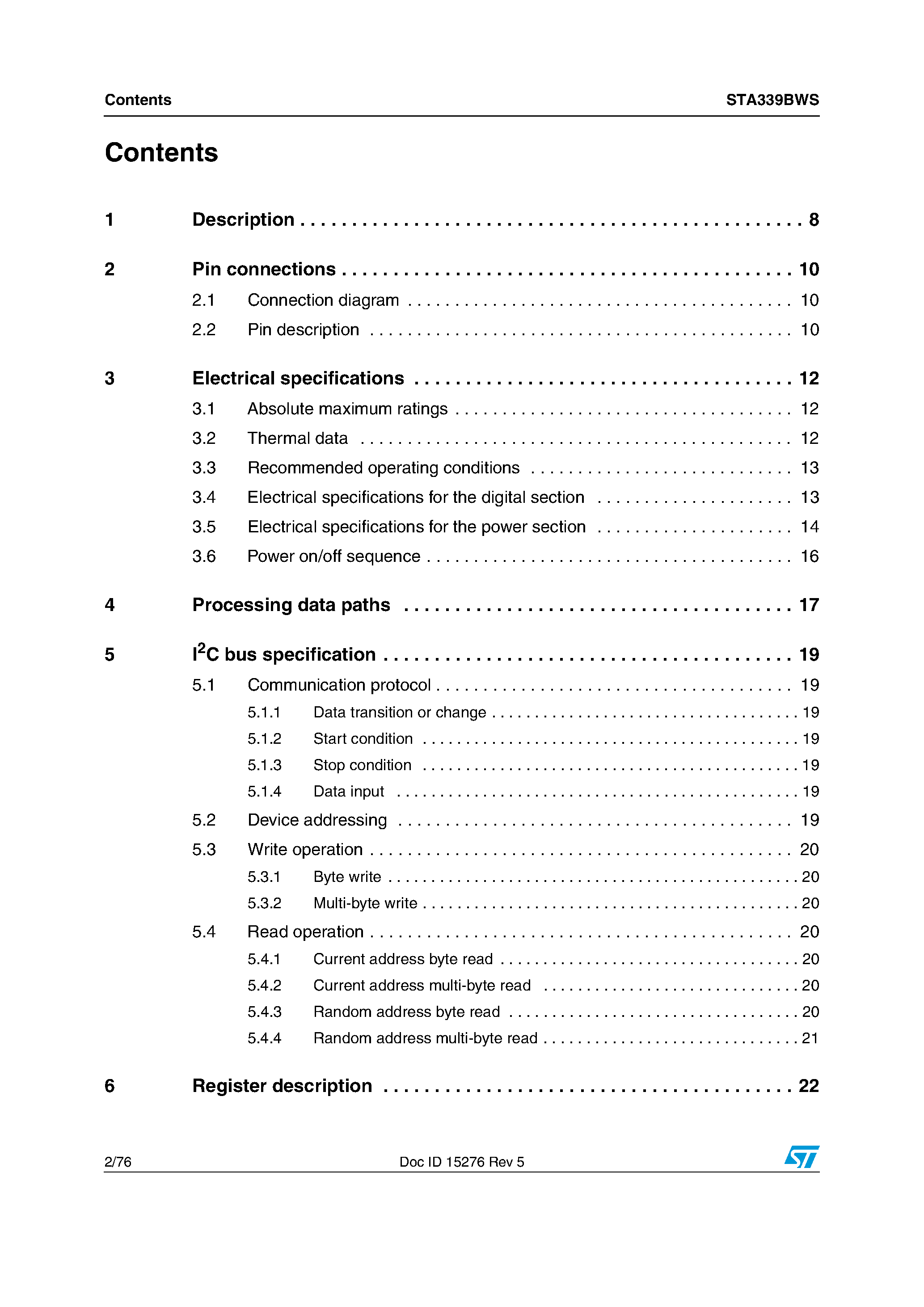 Datasheet STA339BWS - page 2