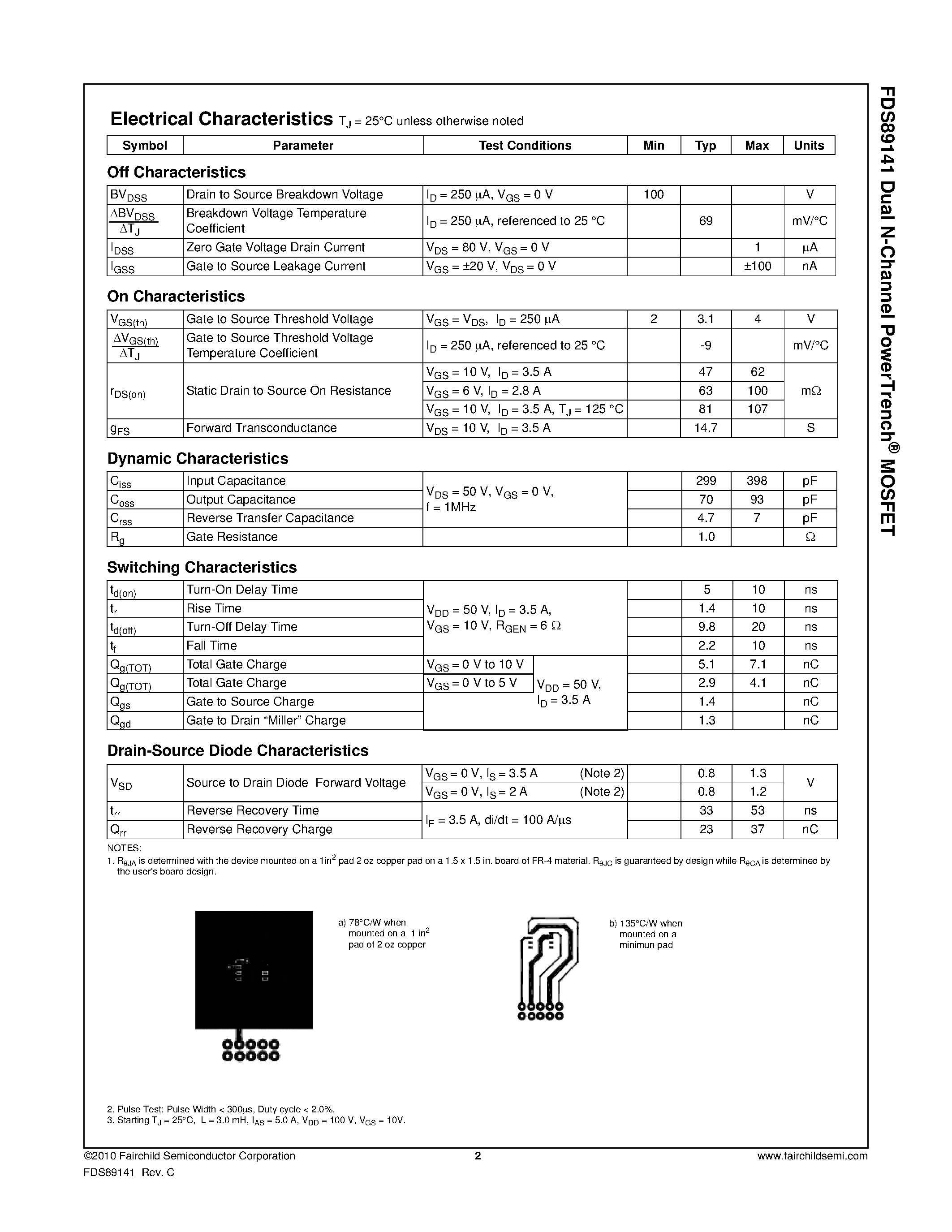 Datasheet FDS89141 page 2 Datasheet FDS89141 - page 2