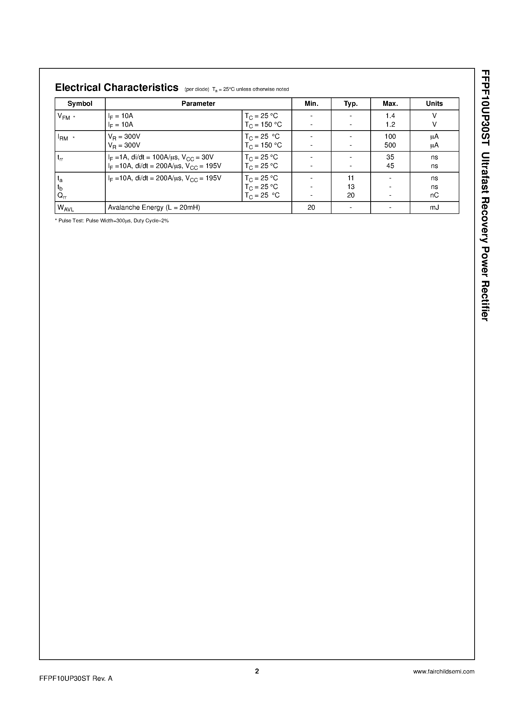 Datasheet FFPF10UP30ST - page 2