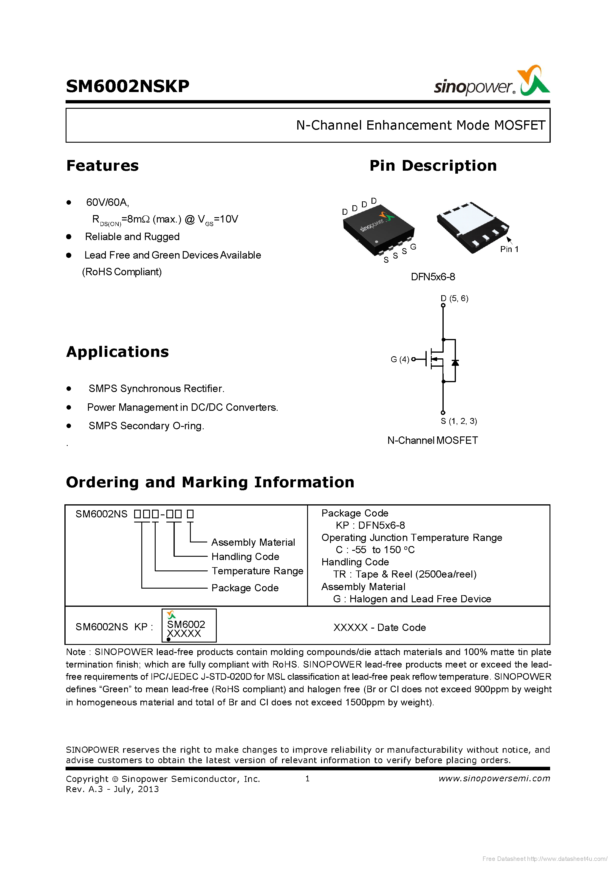 Datasheet SM6002NSKP - page 1