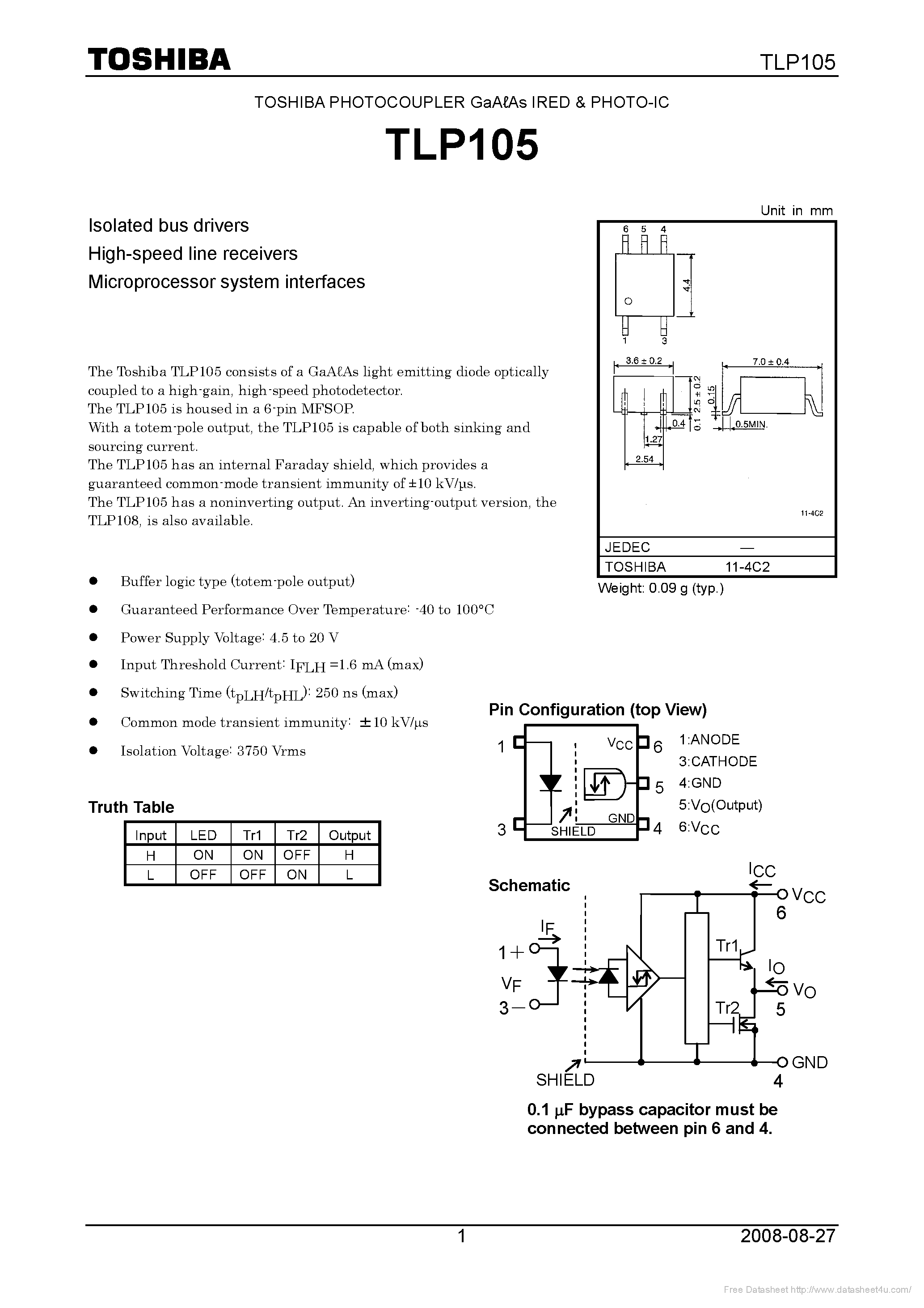 Datasheet TLP105 - page 1