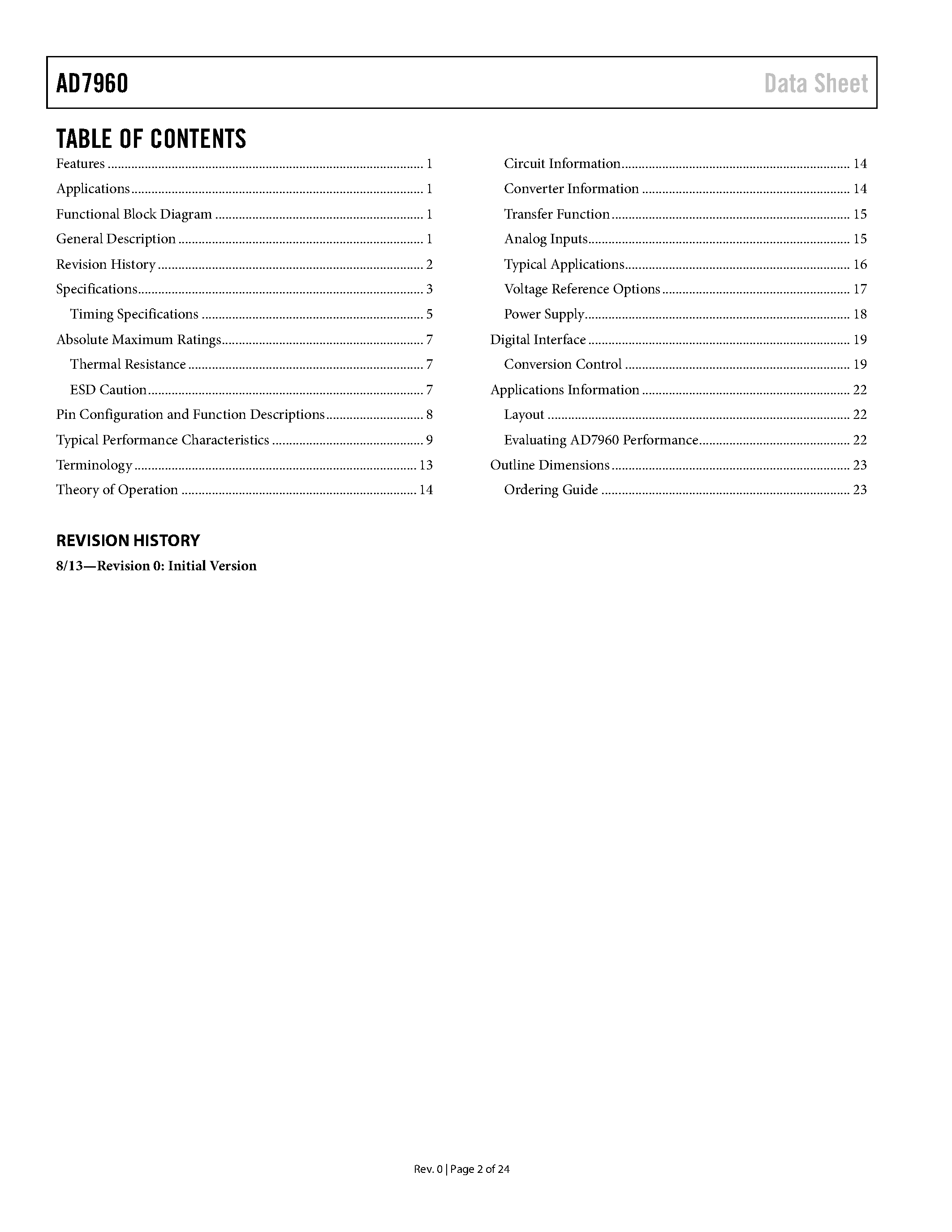 Datasheet AD7960 - page 2