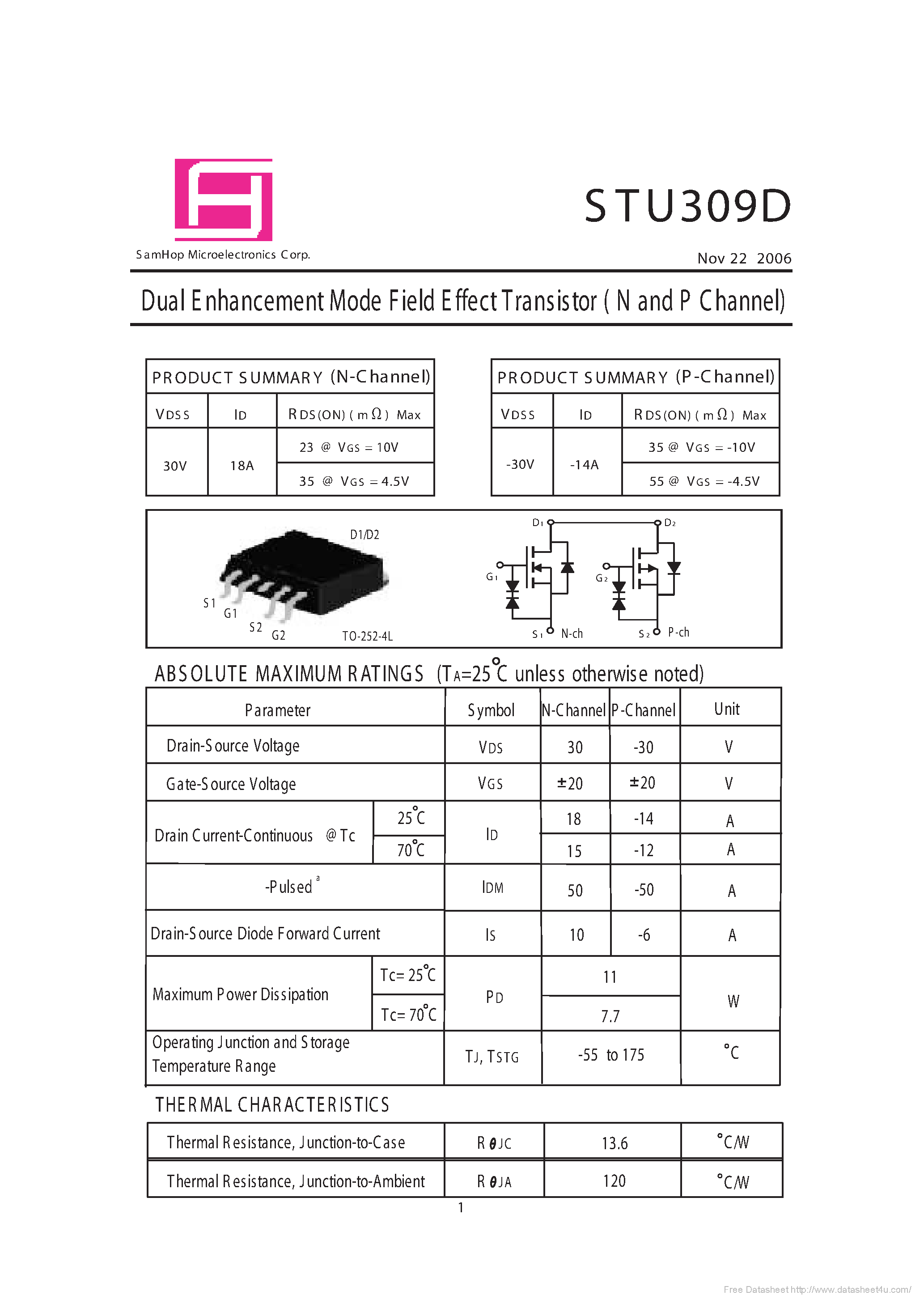 Даташит на микросхему STU309D страница 1 Даташит STU309D - страница 1