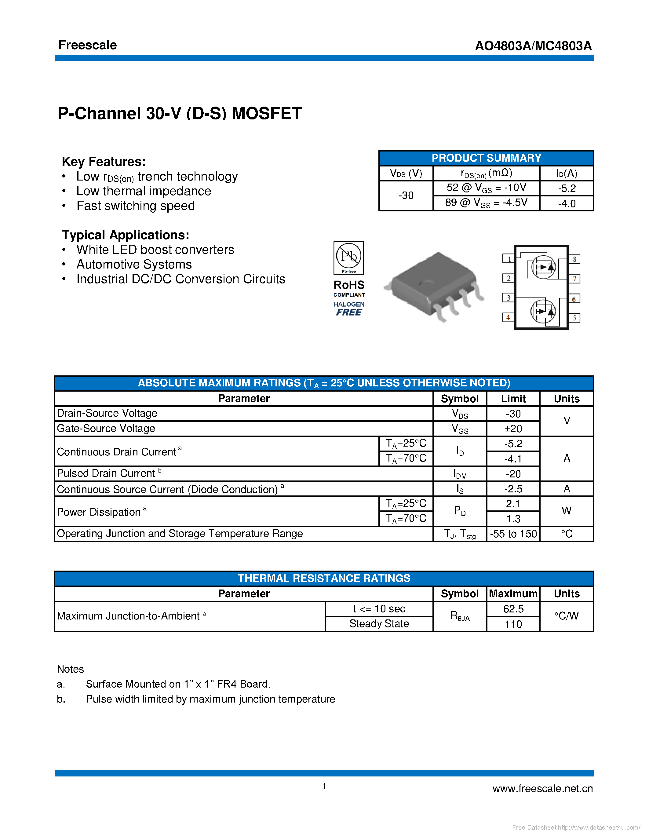 Datasheet MC4803A - page 1