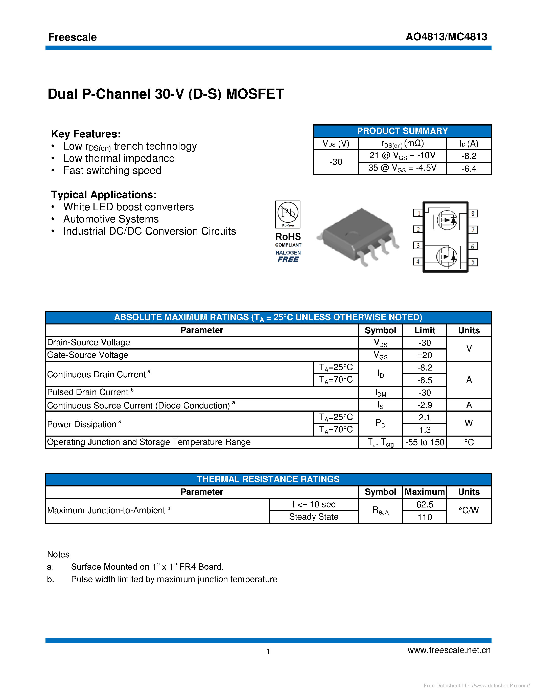 Даташит на микросхему MC4813 страница 1 Даташит MC4813 - страница 1