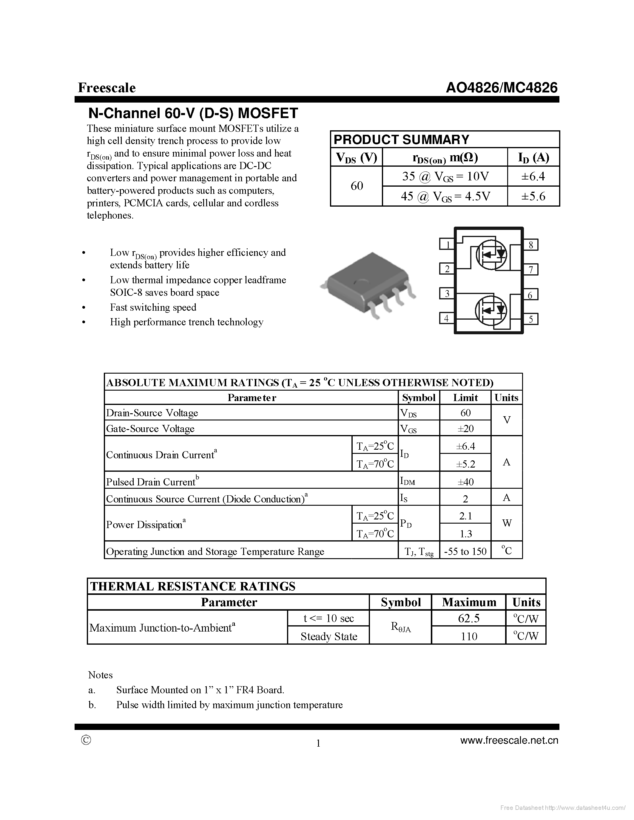 Даташит на микросхему MC4826 страница 1 Даташит MC4826 - страница 1