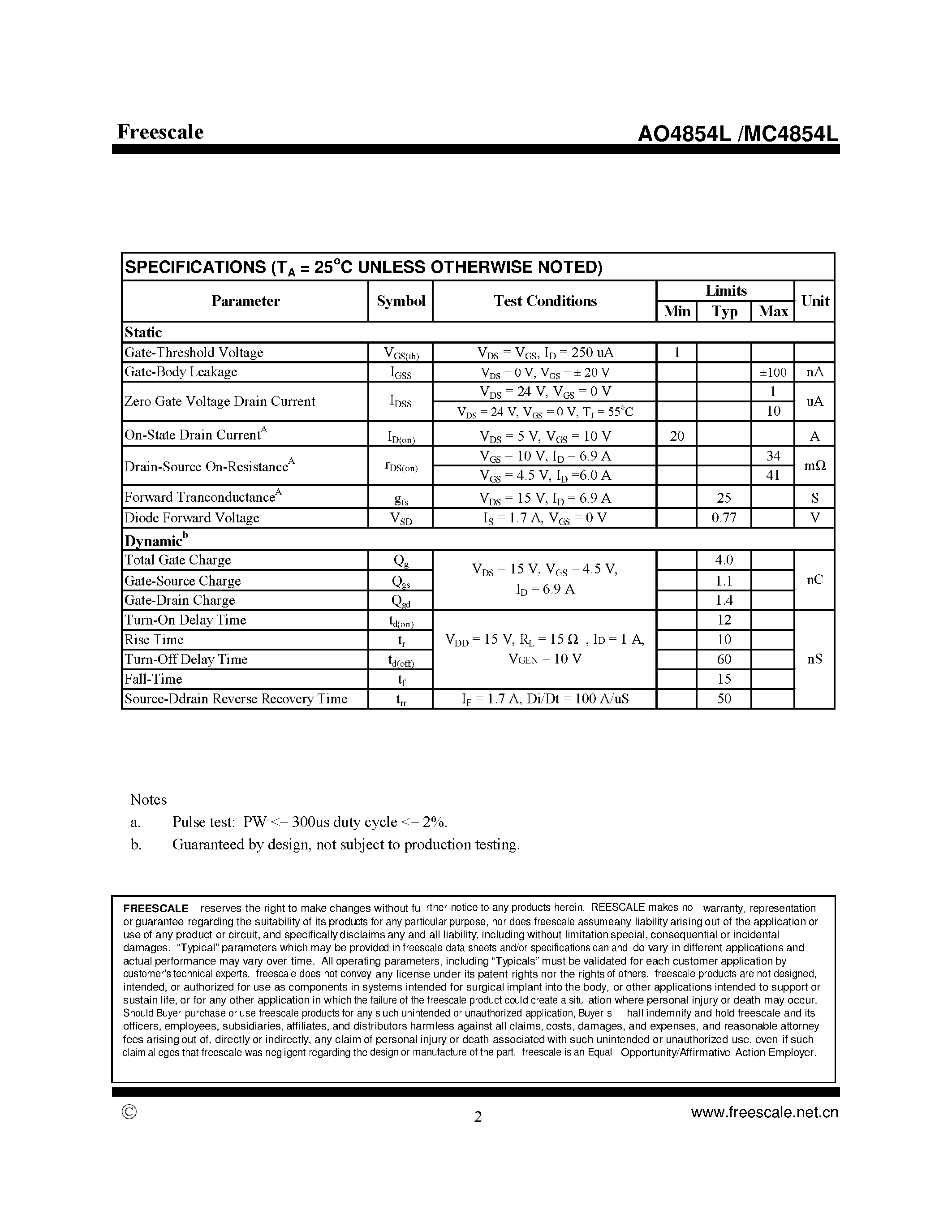 Datasheet MC4854L - page 2