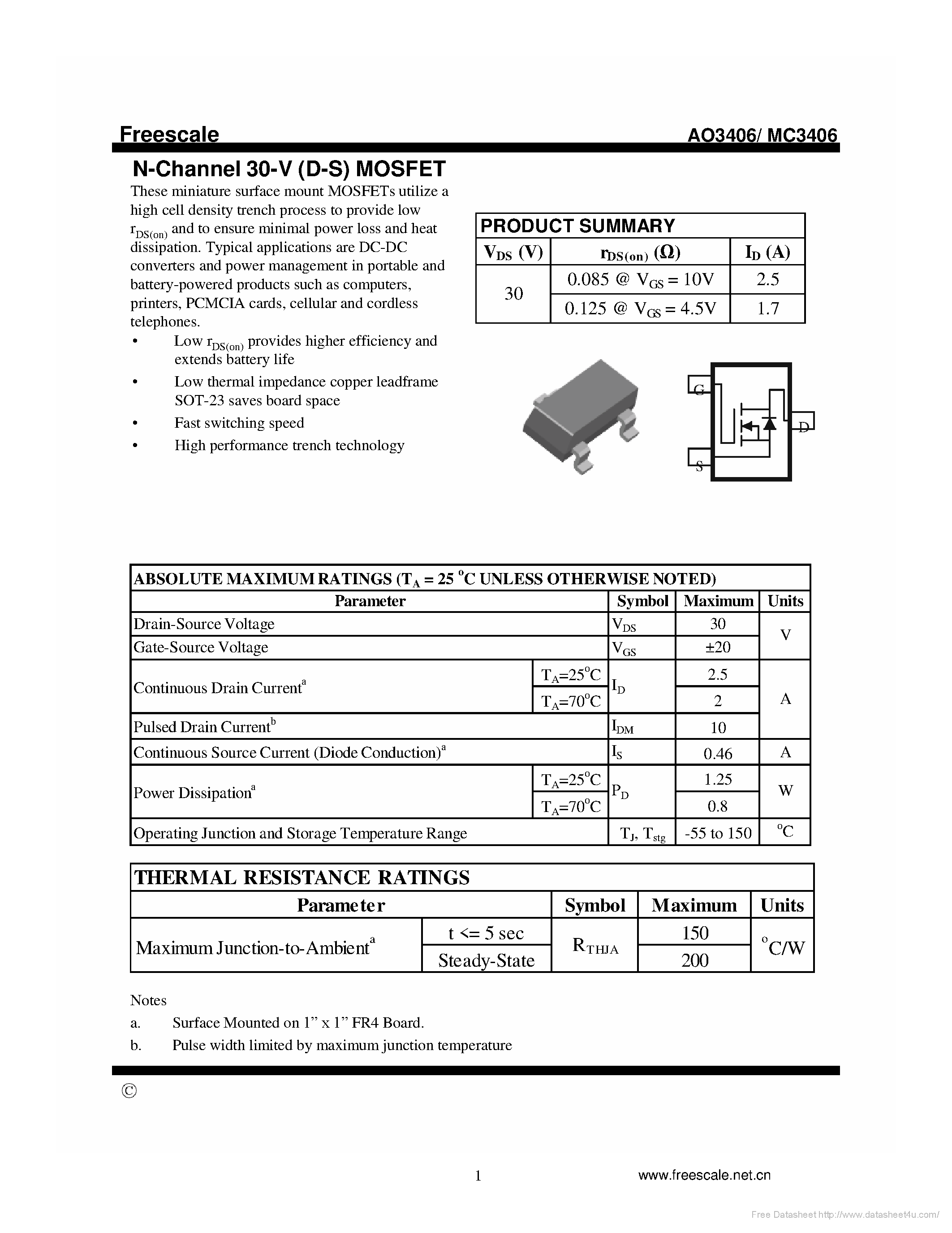 Datasheet MC3406 - page 1