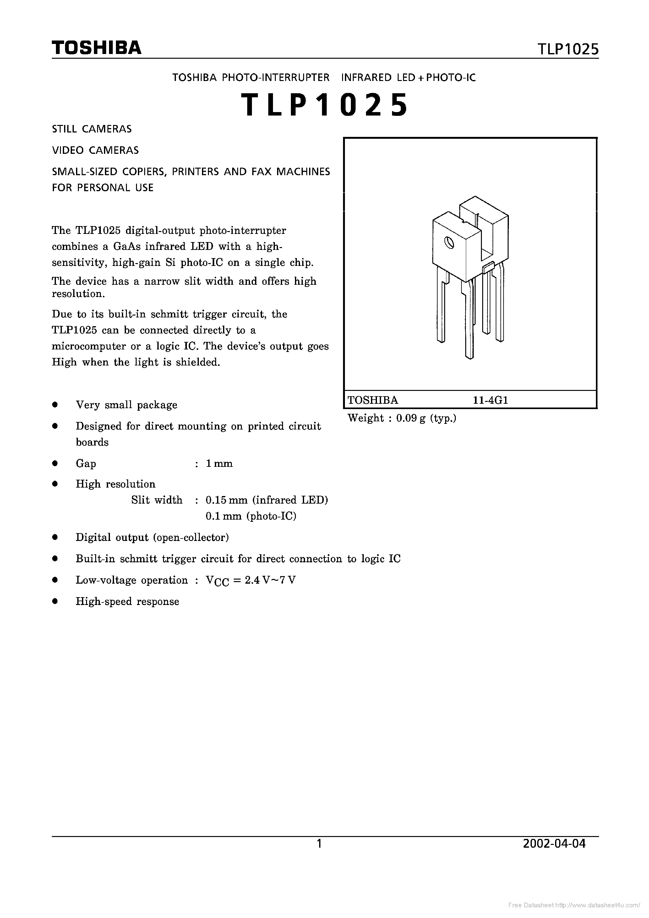 Datasheet TLP1025 - page 1