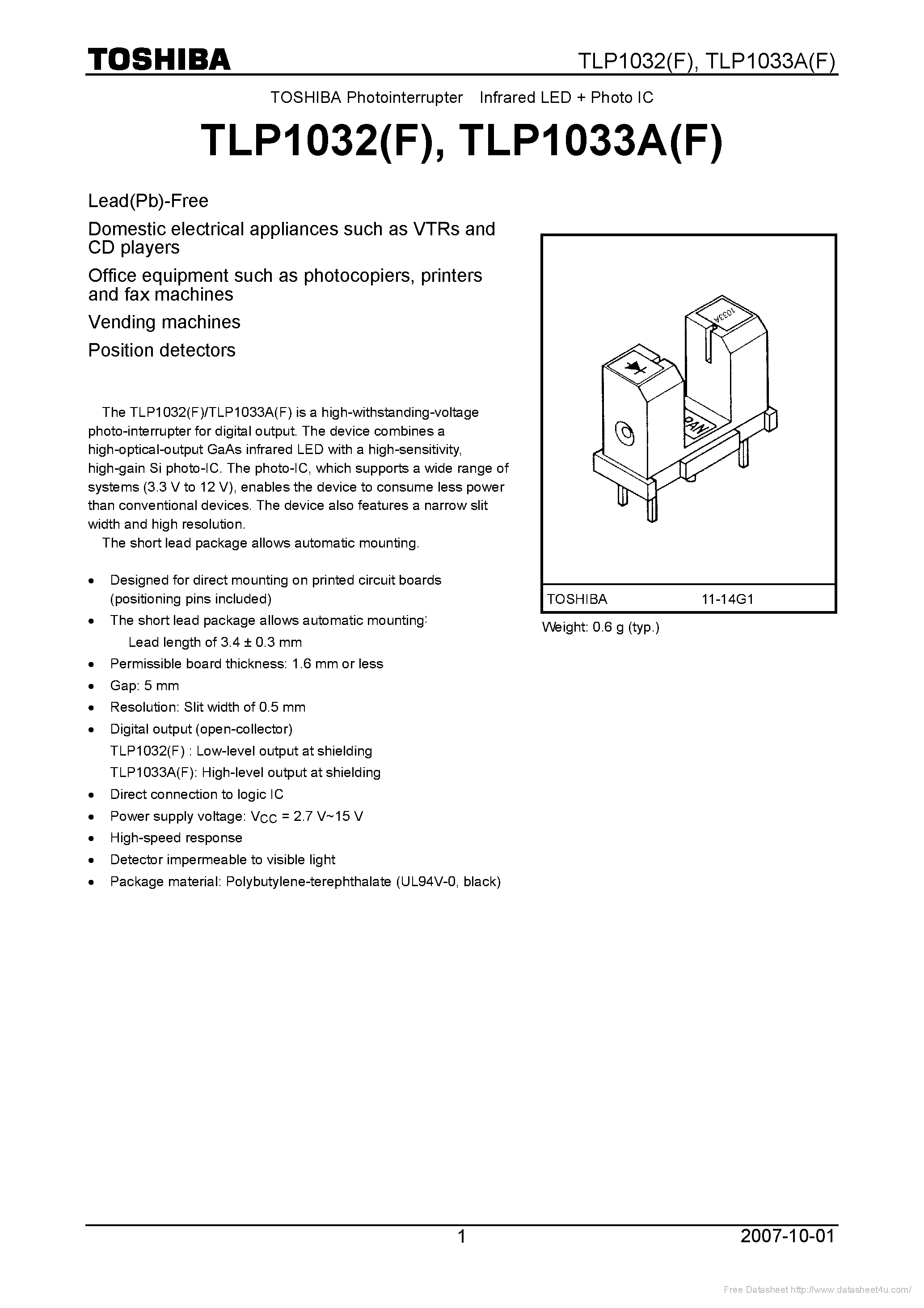 Datasheet TLP1033A - page 1