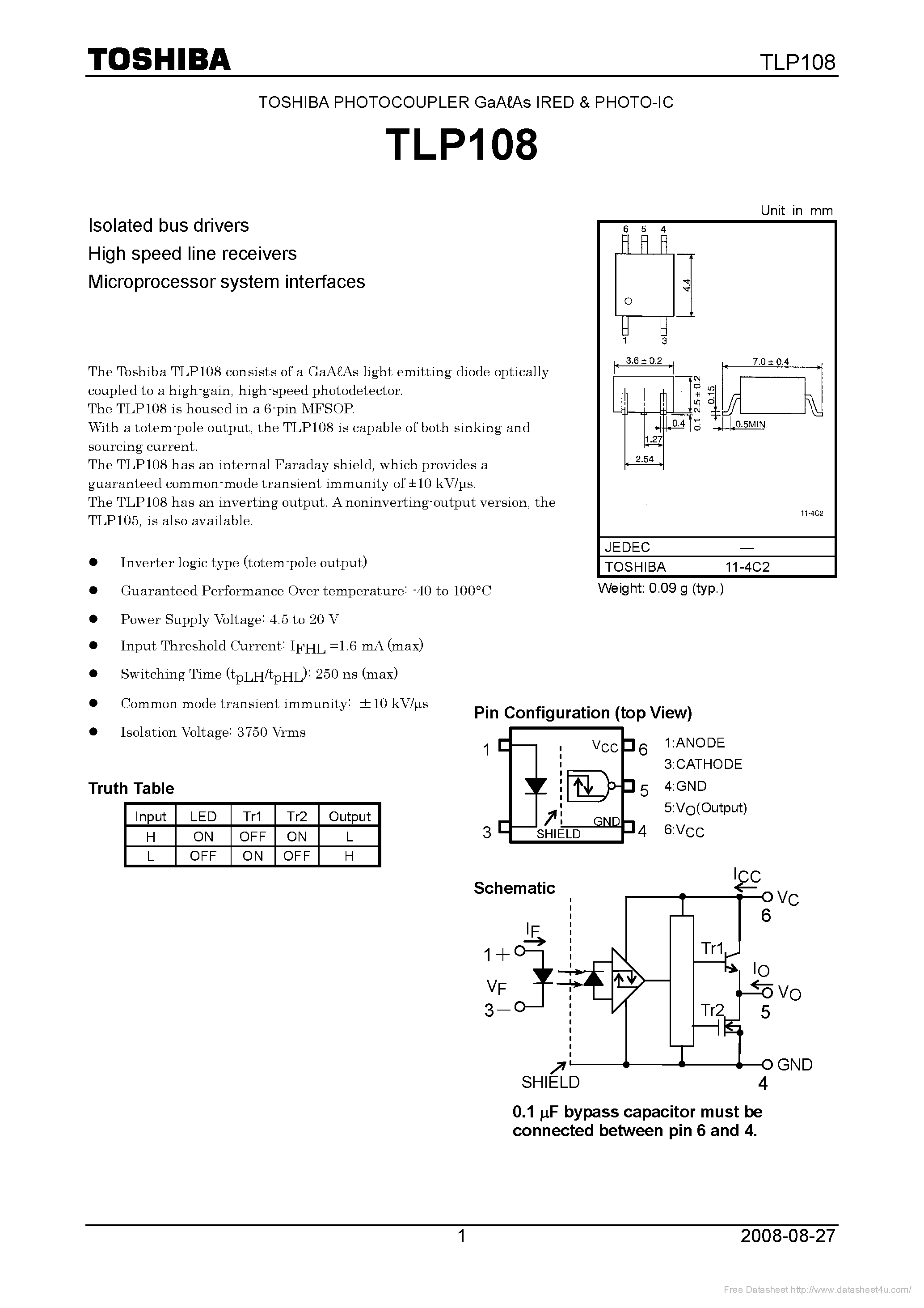 Datasheet TLP108 - page 1